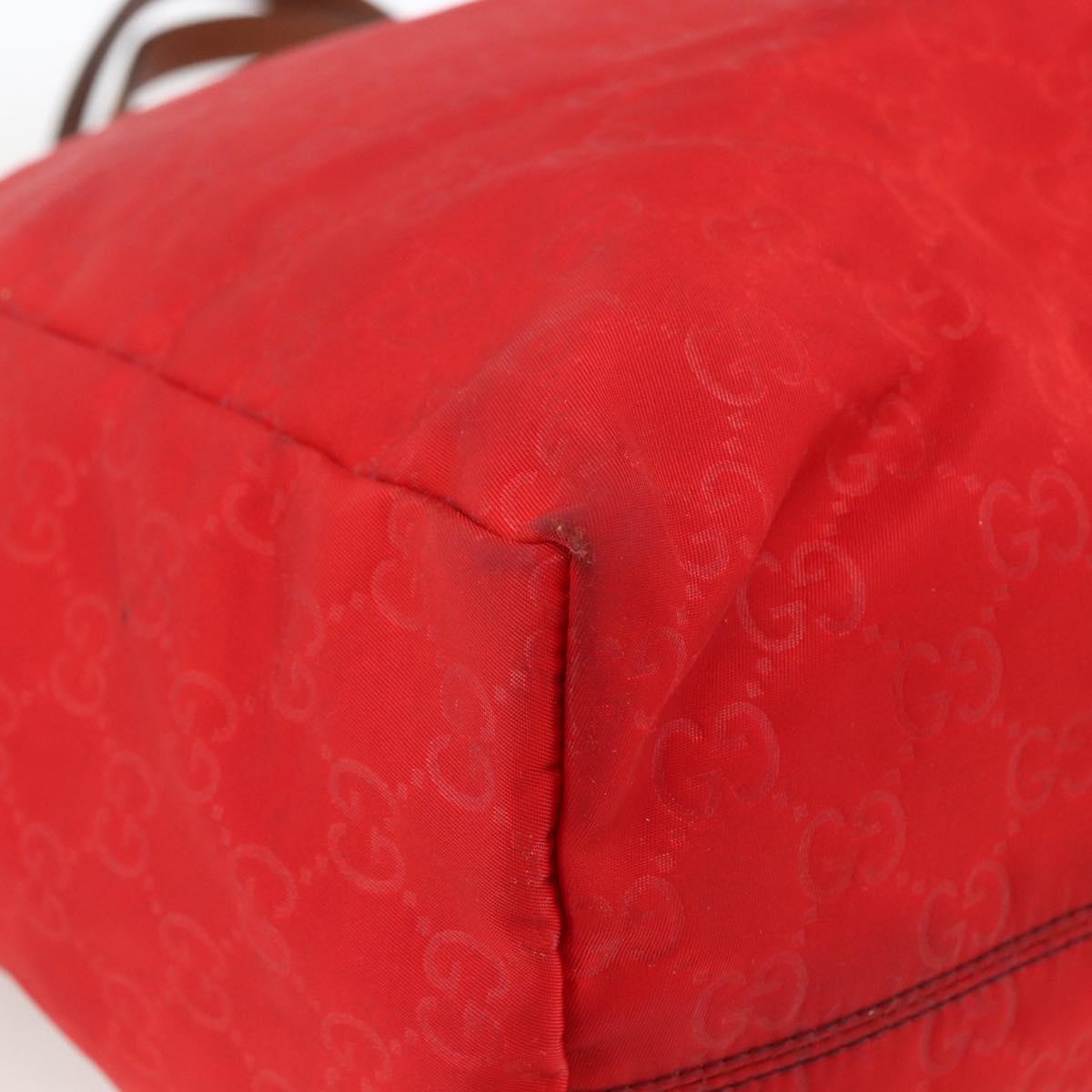 GUCCI GG Canvas Tote Bag Nylon Gold Red 282439 Auth bs33704