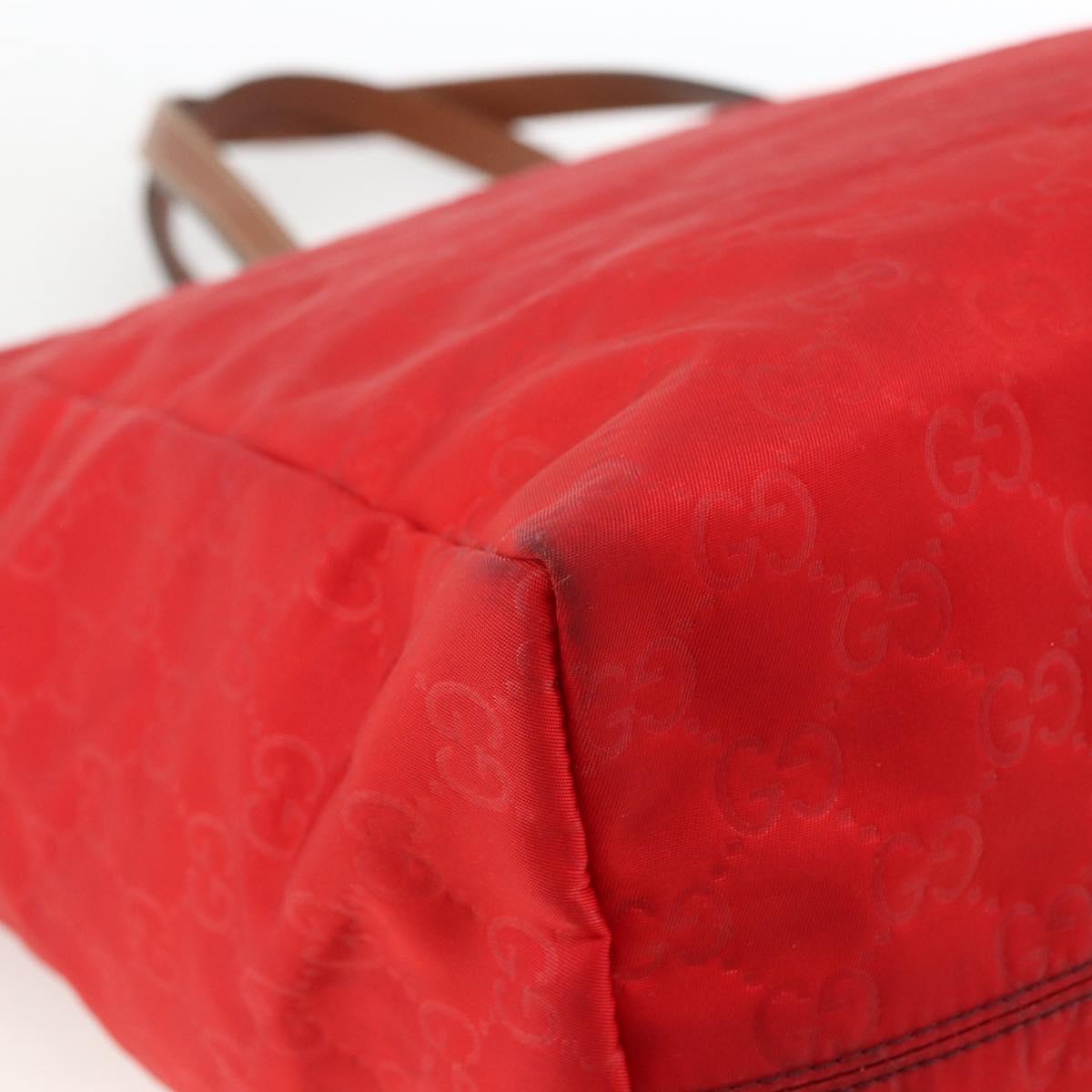 GUCCI GG Canvas Tote Bag Nylon Gold Red 282439 Auth bs33704