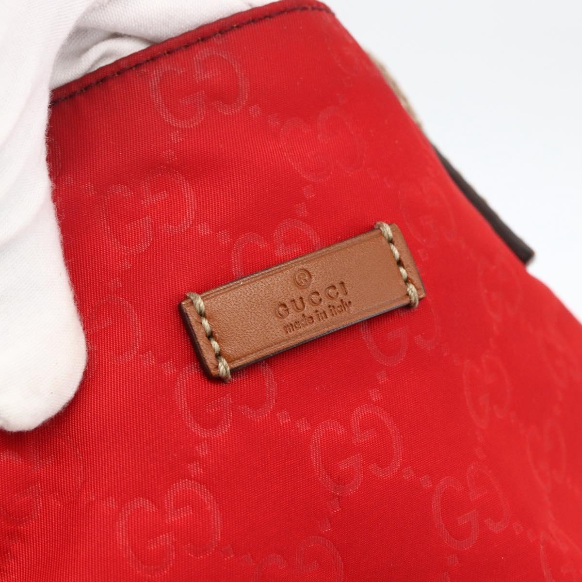 GUCCI GG Canvas Tote Bag Nylon Gold Red 282439 Auth bs33704
