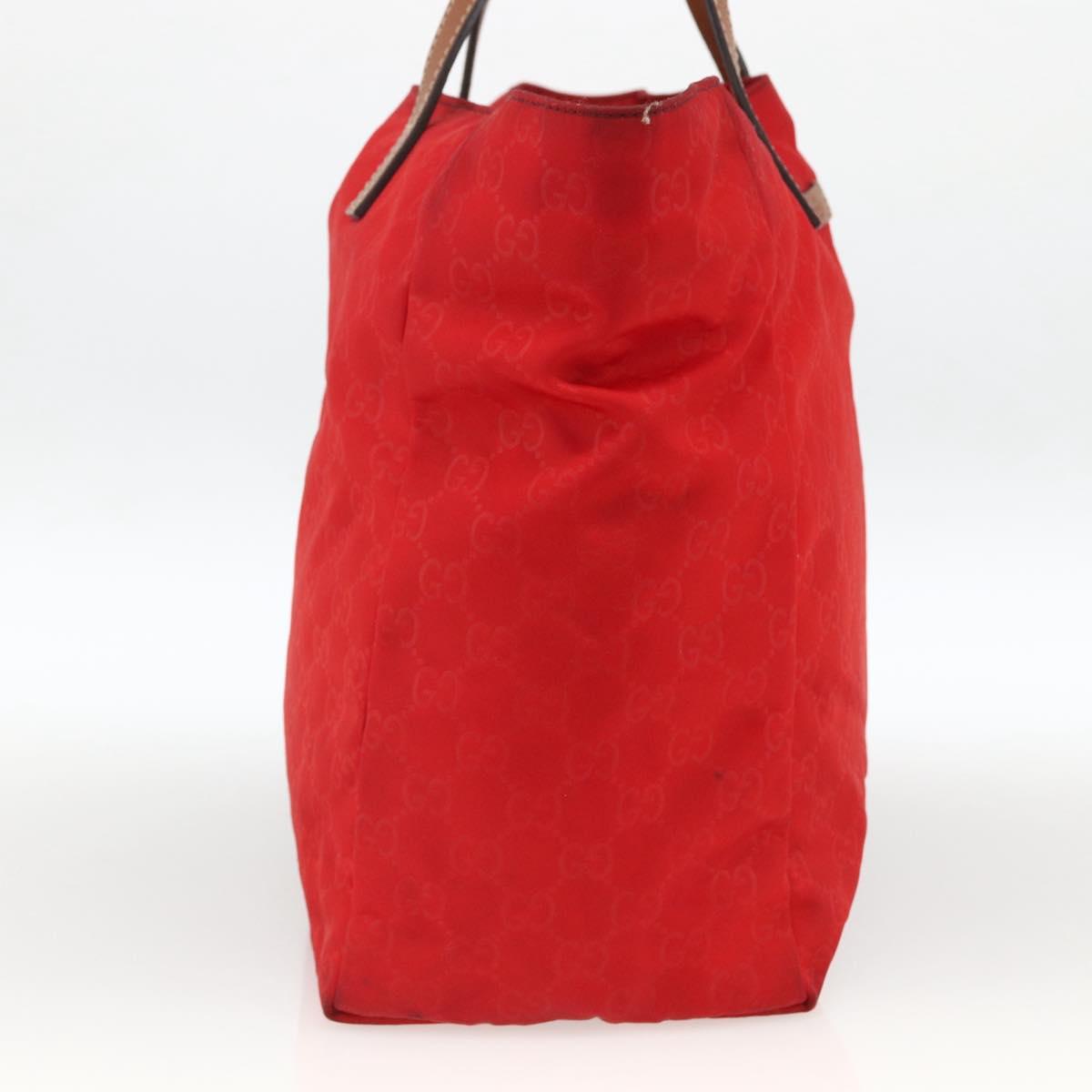 GUCCI GG Canvas Tote Bag Nylon Gold Red 282439 Auth bs33704
