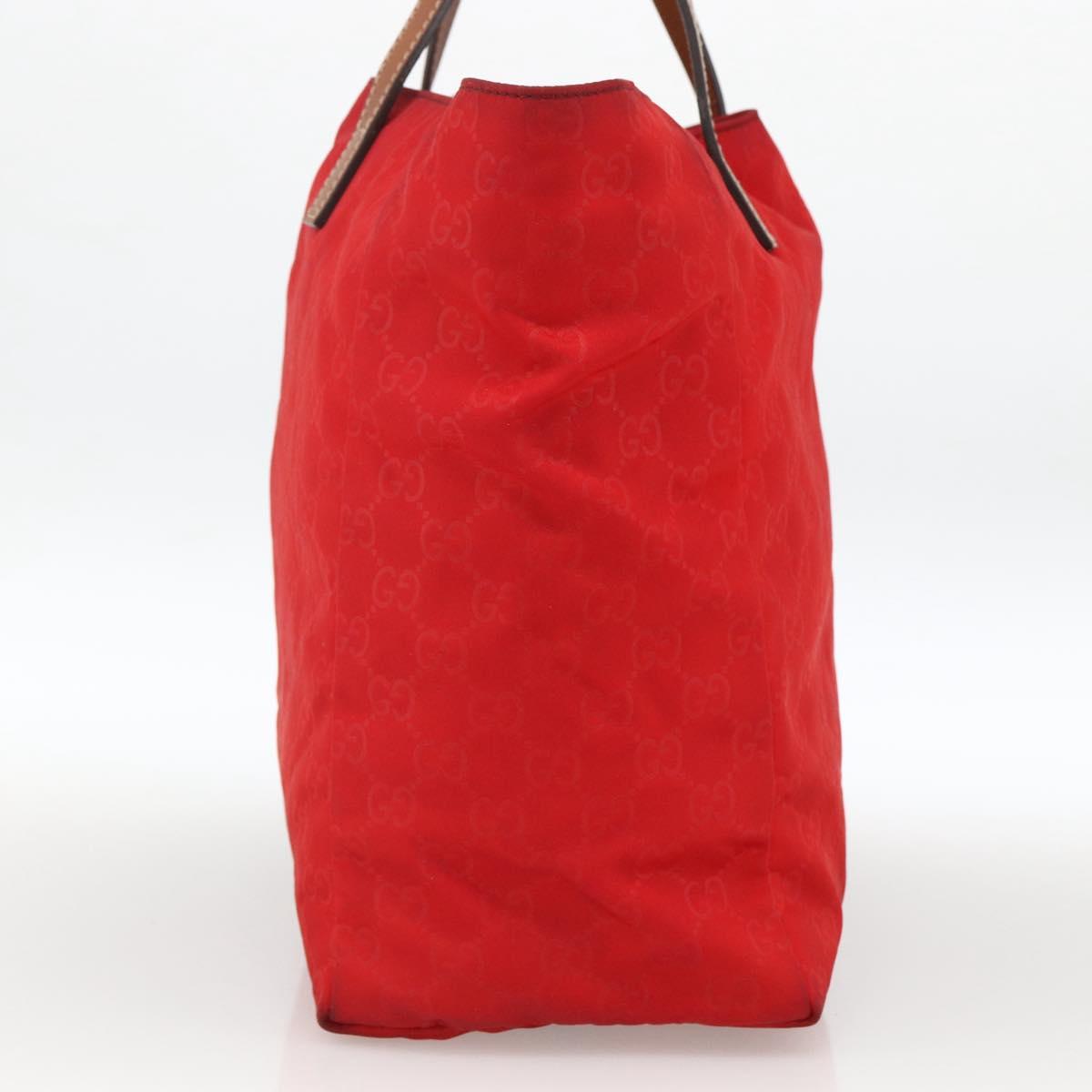 GUCCI GG Canvas Tote Bag Nylon Gold Red 282439 Auth bs33704