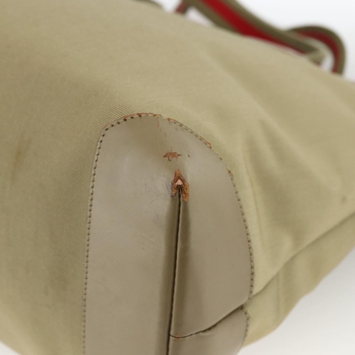 GUCCI Tote Bag Canvas Beige Khaki Red 019 0426 3444 Auth bs33705