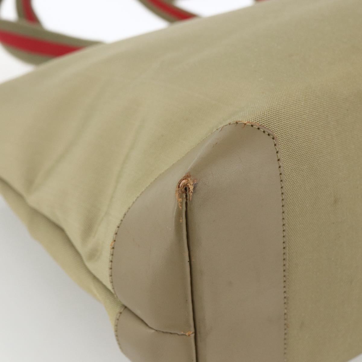 GUCCI Tote Bag Canvas Beige Khaki Red 019 0426 3444 Auth bs33705