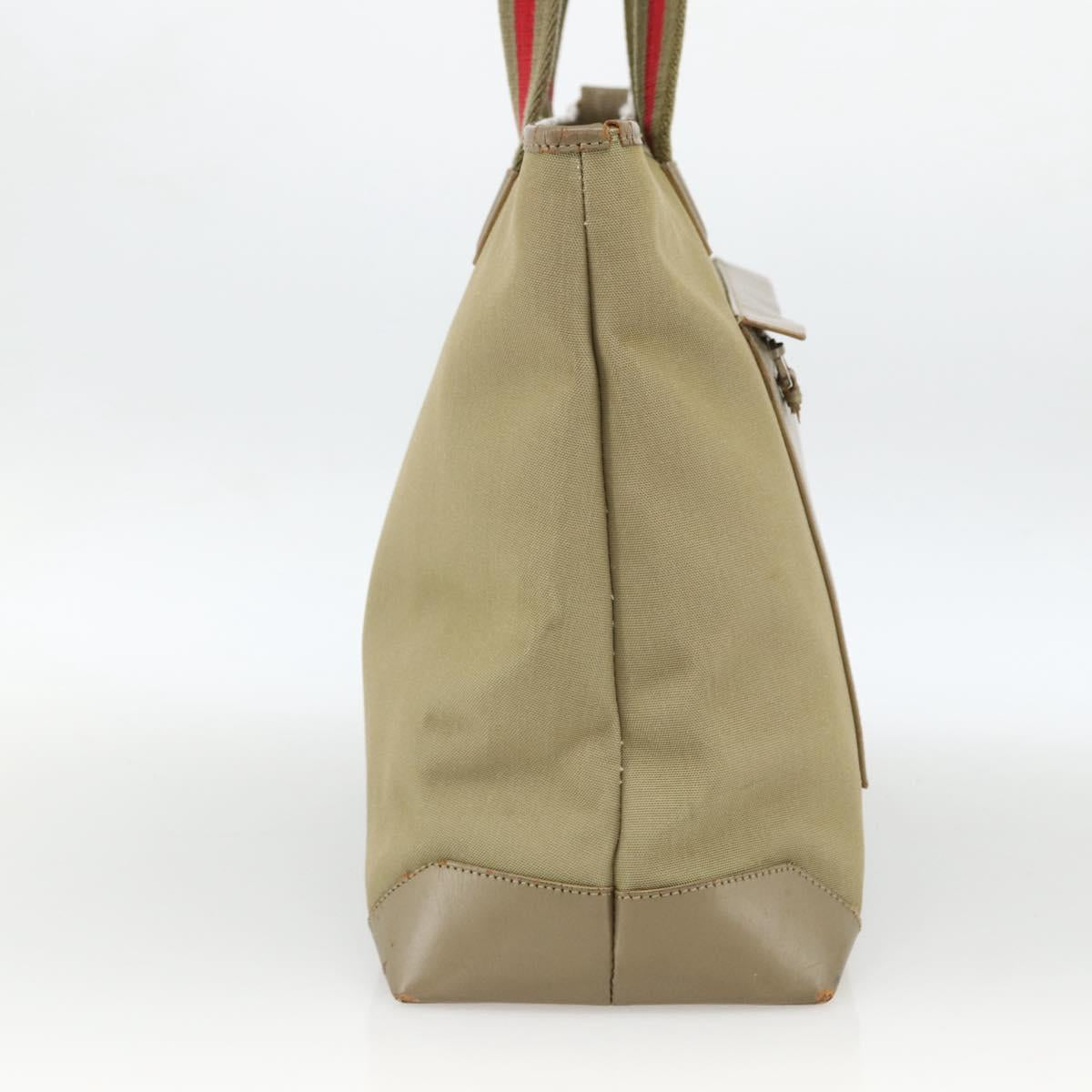 GUCCI Tote Bag Canvas Beige Khaki Red 019 0426 3444 Auth bs33705