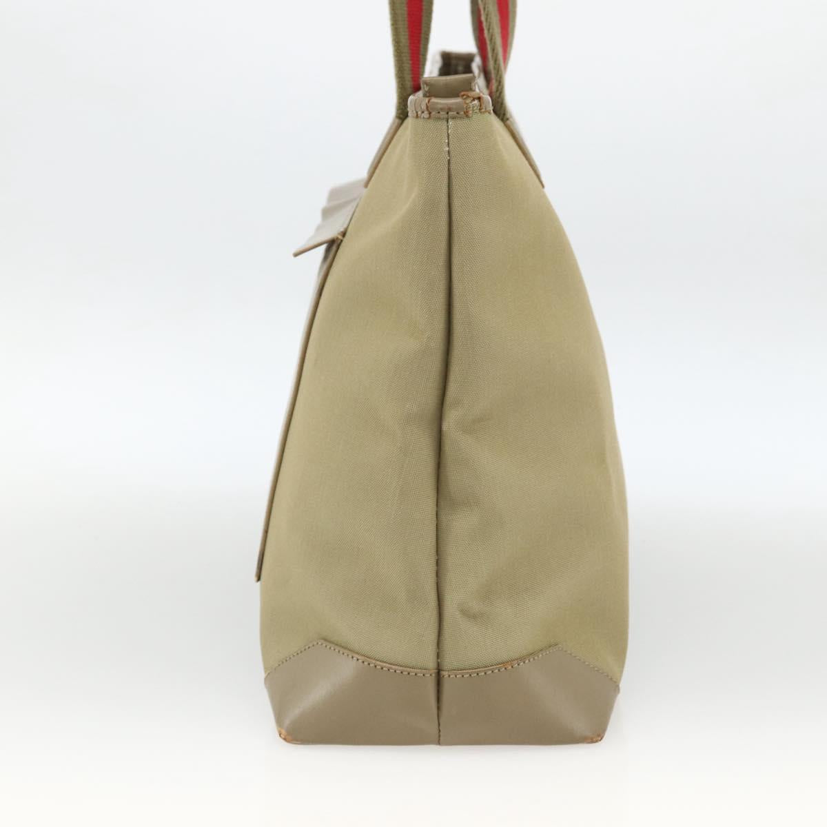 GUCCI Tote Bag Canvas Beige Khaki Red 019 0426 3444 Auth bs33705