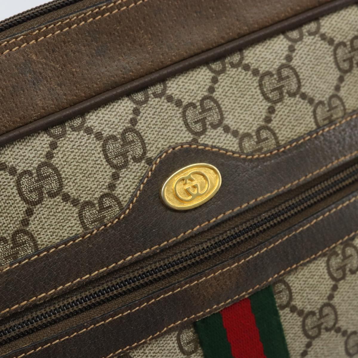 GUCCI GG Supreme Web Sherry Line Bag PVC Beige Gold 904 02 005 Auth bs33706
