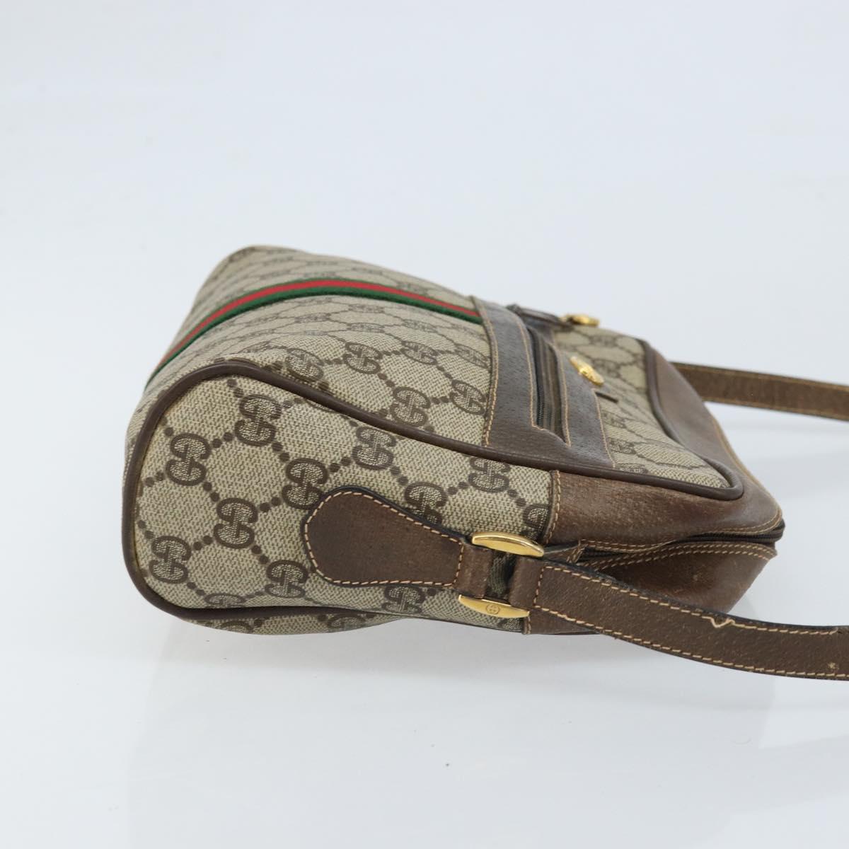 GUCCI GG Supreme Web Sherry Line Bag PVC Beige Gold 904 02 005 Auth bs33706