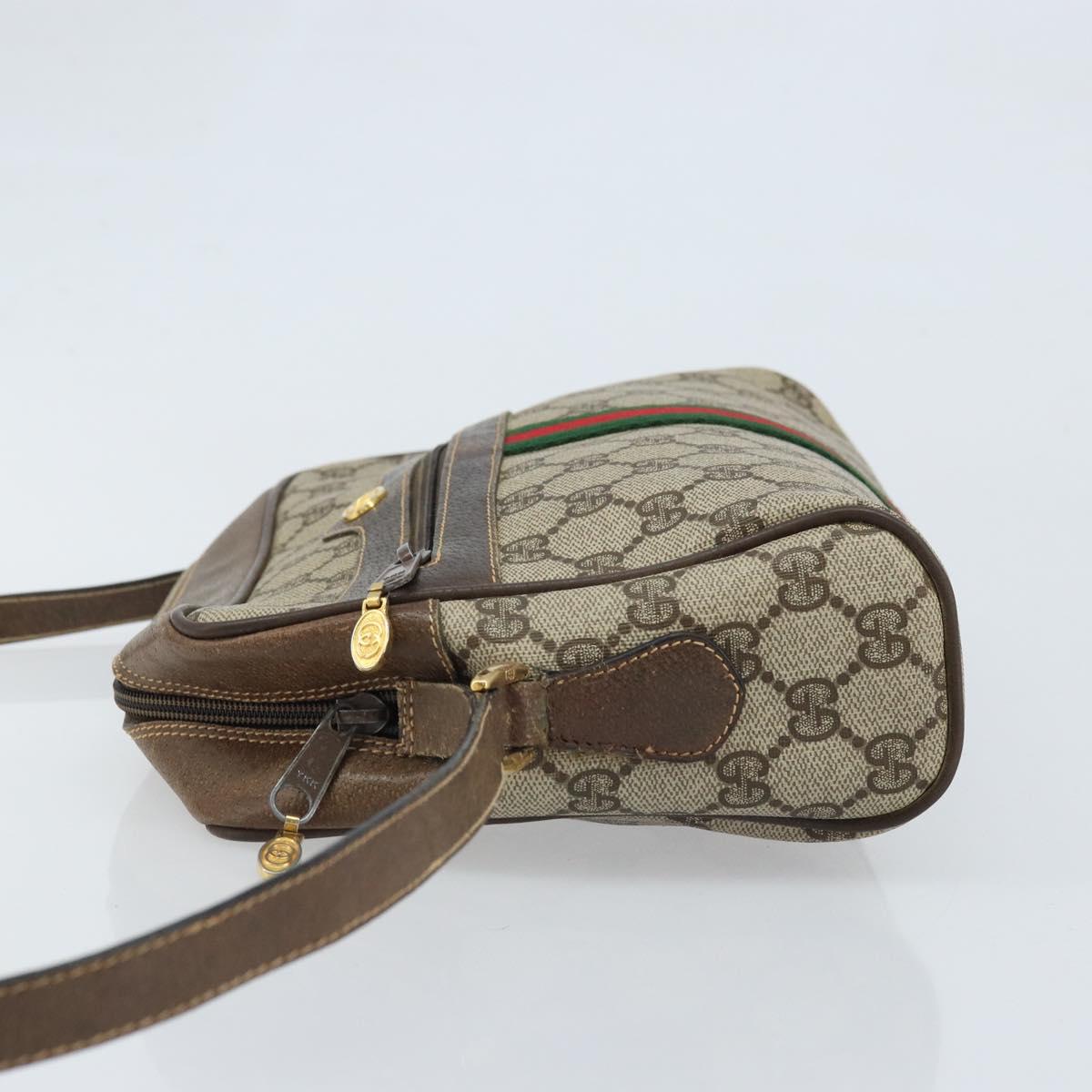 GUCCI GG Supreme Web Sherry Line Bag PVC Beige Gold 904 02 005 Auth bs33706