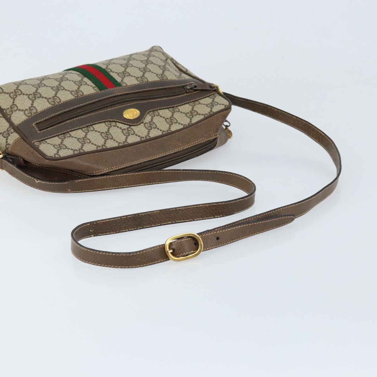 GUCCI GG Supreme Web Sherry Line Bag PVC Beige Gold 904 02 005 Auth bs33706