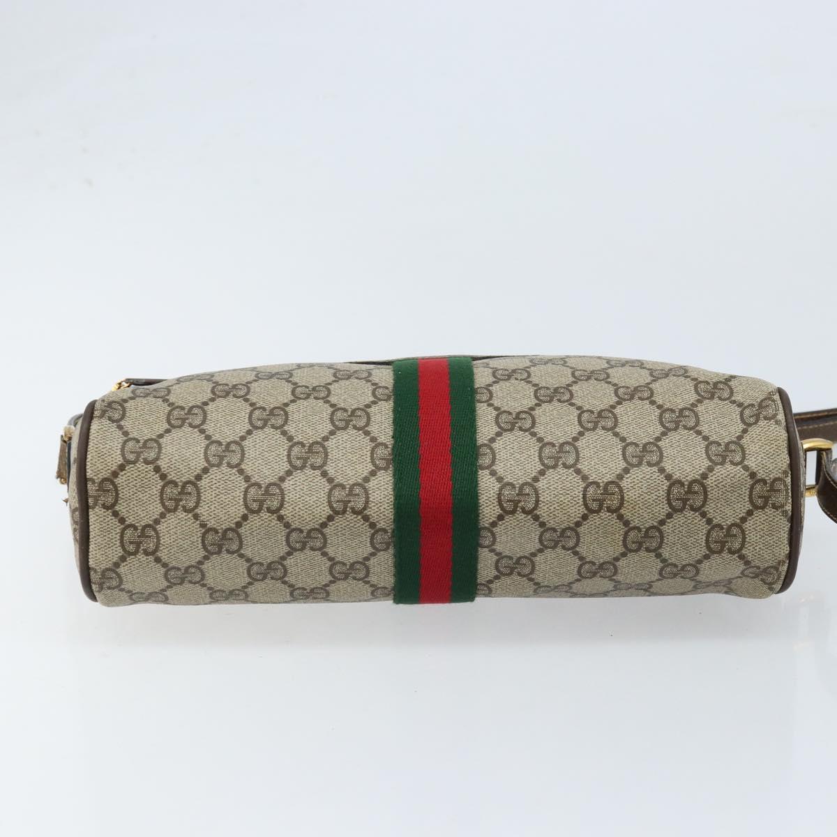 GUCCI GG Supreme Web Sherry Line Bag PVC Beige Gold 904 02 005 Auth bs33706