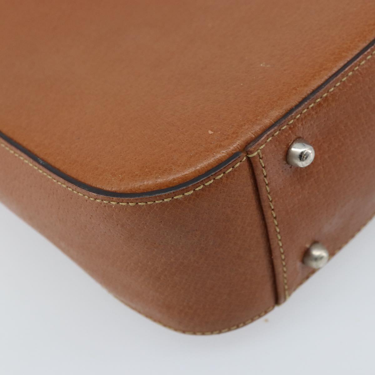 GUCCI Hand Bag Leather 2way Brown Silver Auth bs33707