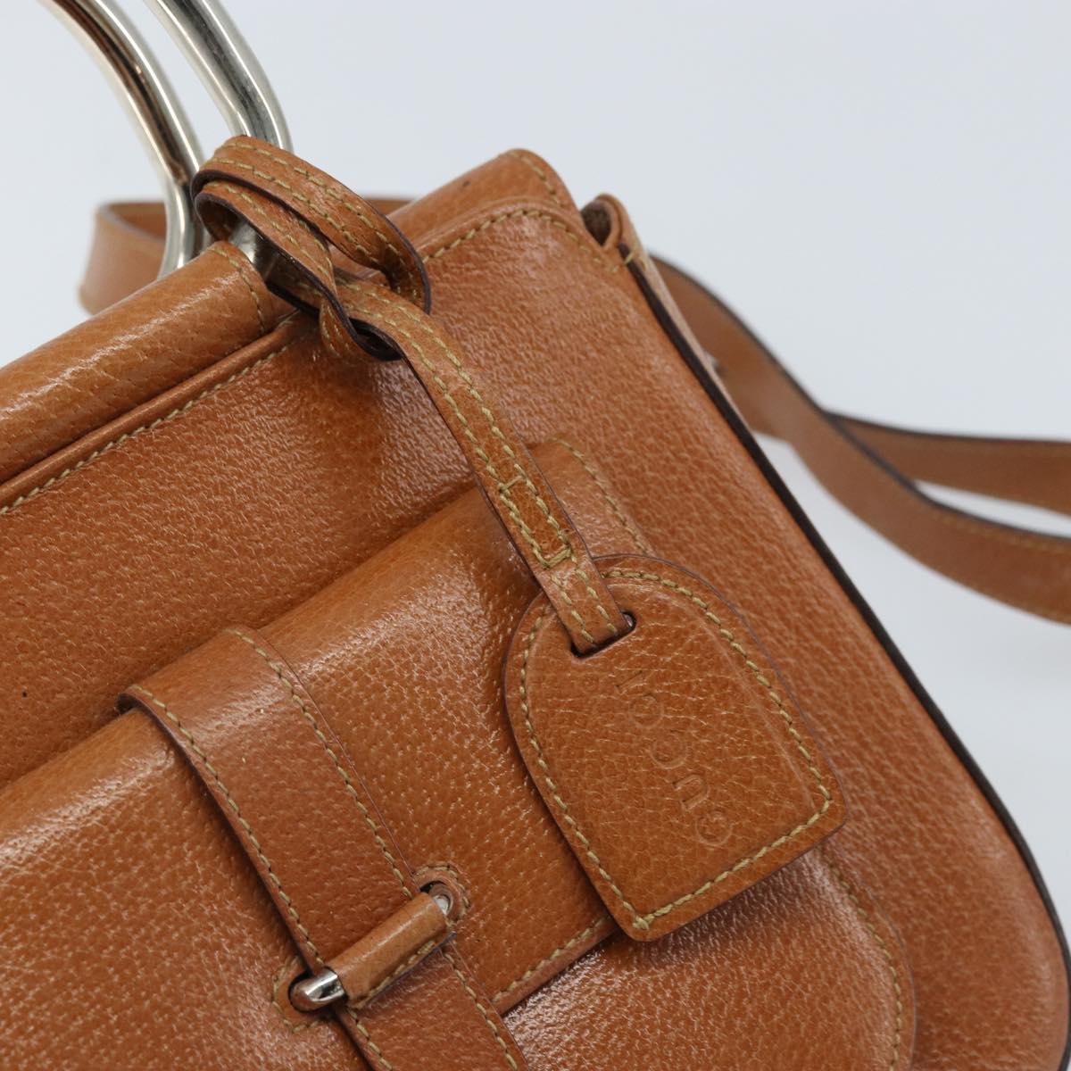 GUCCI Hand Bag Leather 2way Brown Silver Auth bs33707