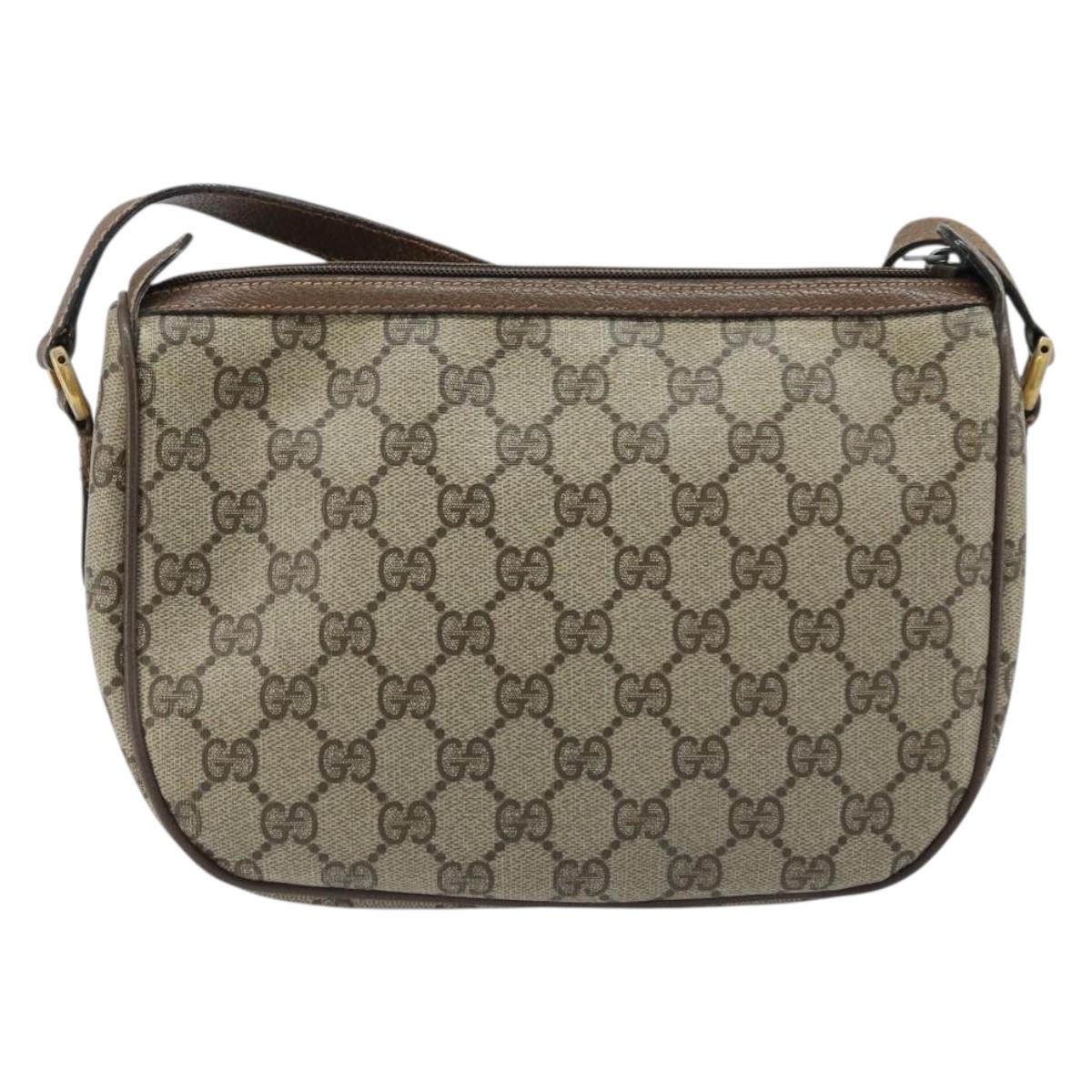 GUCCI GG Supreme Web Sherry Line Bag PVC Beige Gold 89 02 032 Auth bs33708