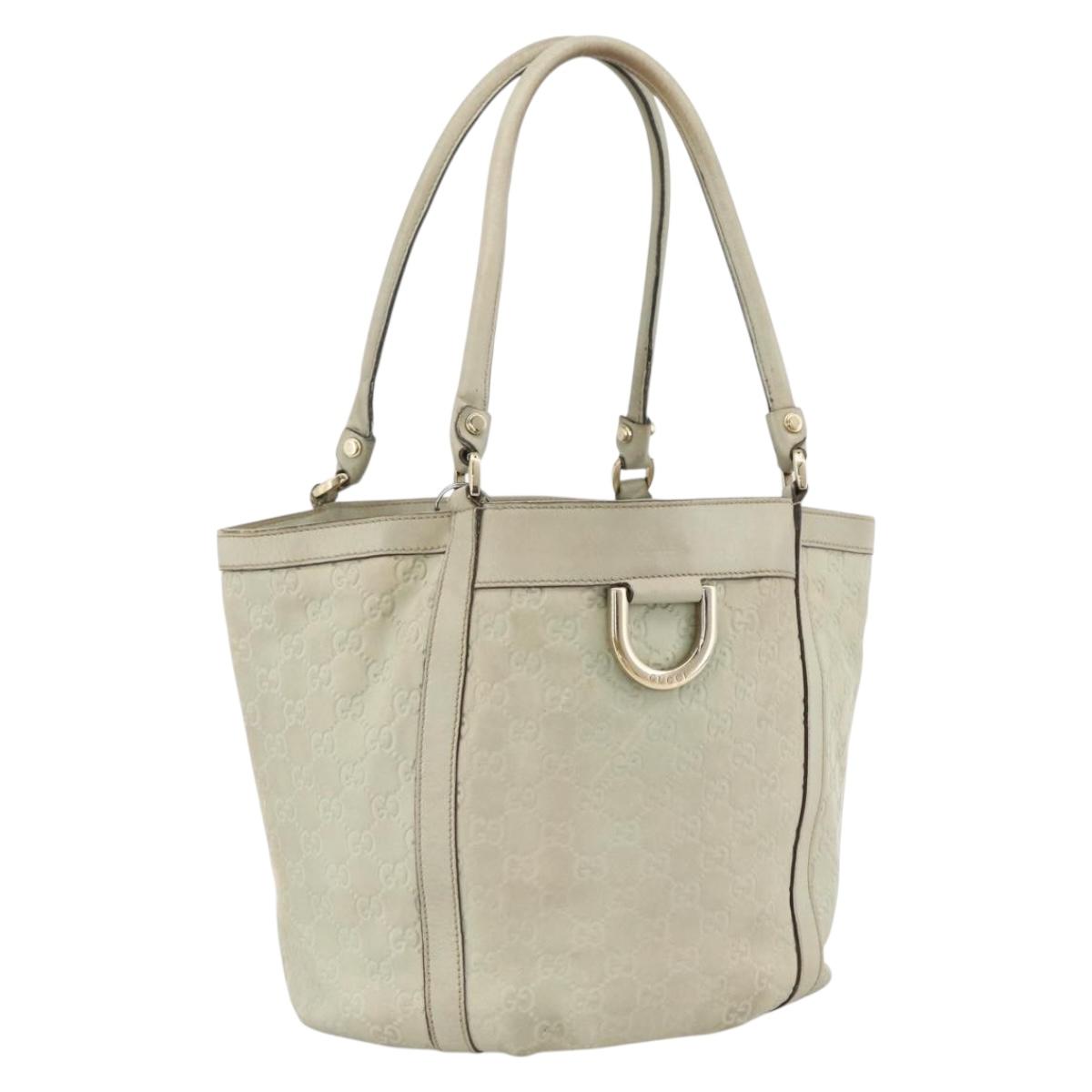 GUCCI GG Canvas Guccissima Tote Bag Leather Beige Gold 211982 Auth bs33709