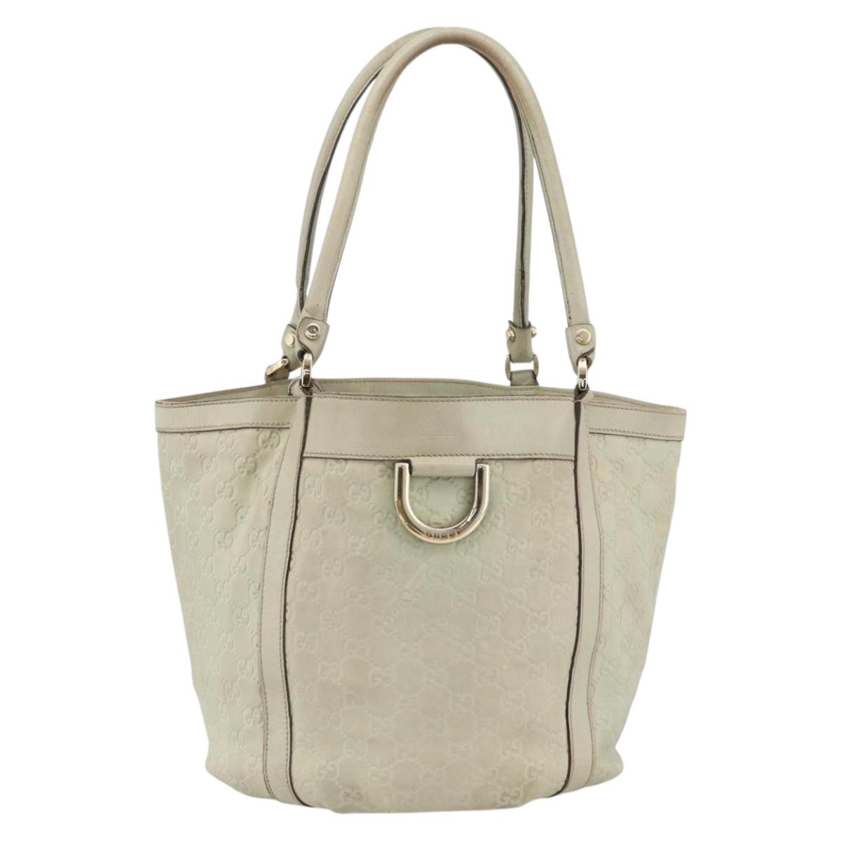 GUCCI GG Canvas Guccissima Tote Bag Leather Beige Gold 211982 Auth bs33709