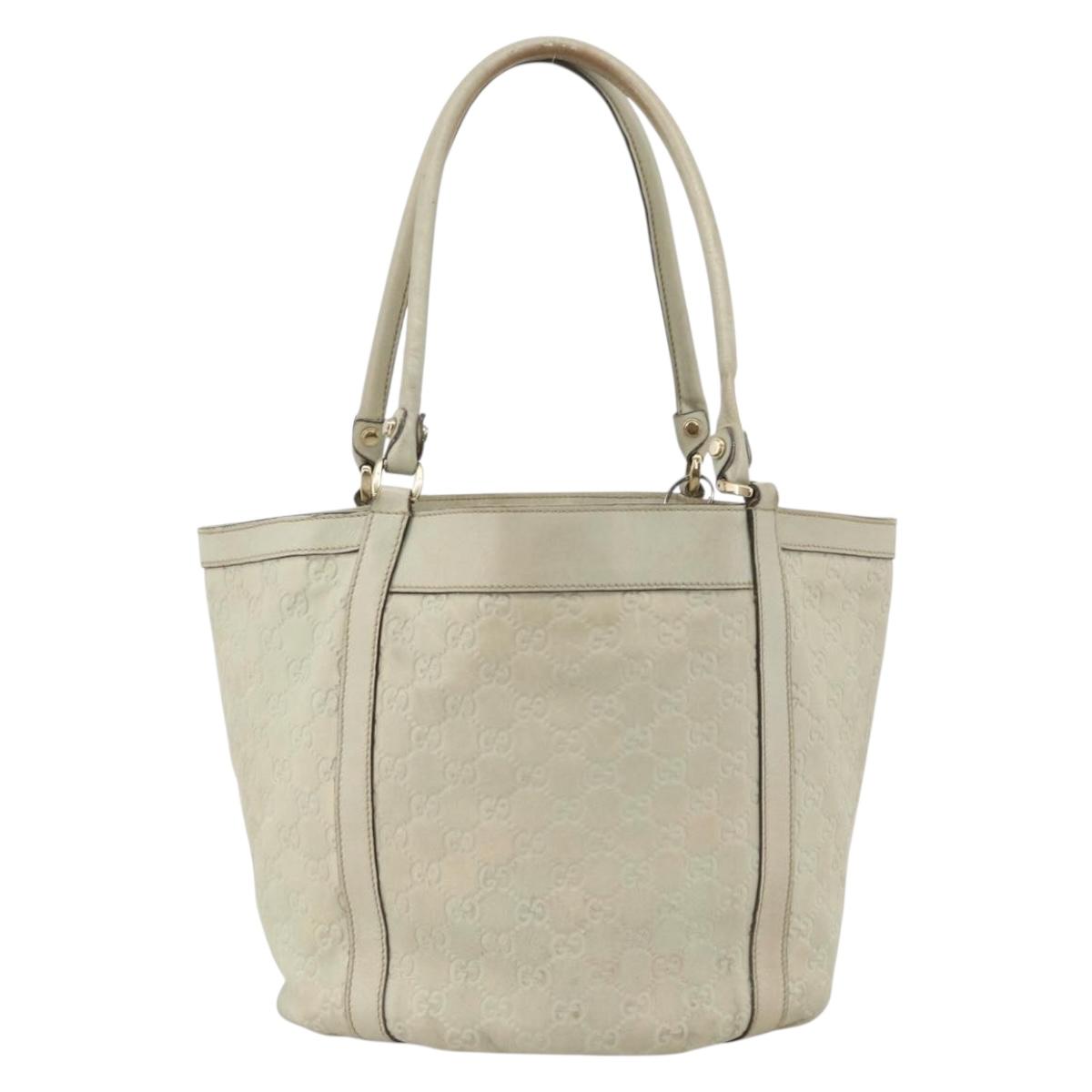 GUCCI GG Canvas Guccissima Tote Bag Leather Beige Gold 211982 Auth bs33709