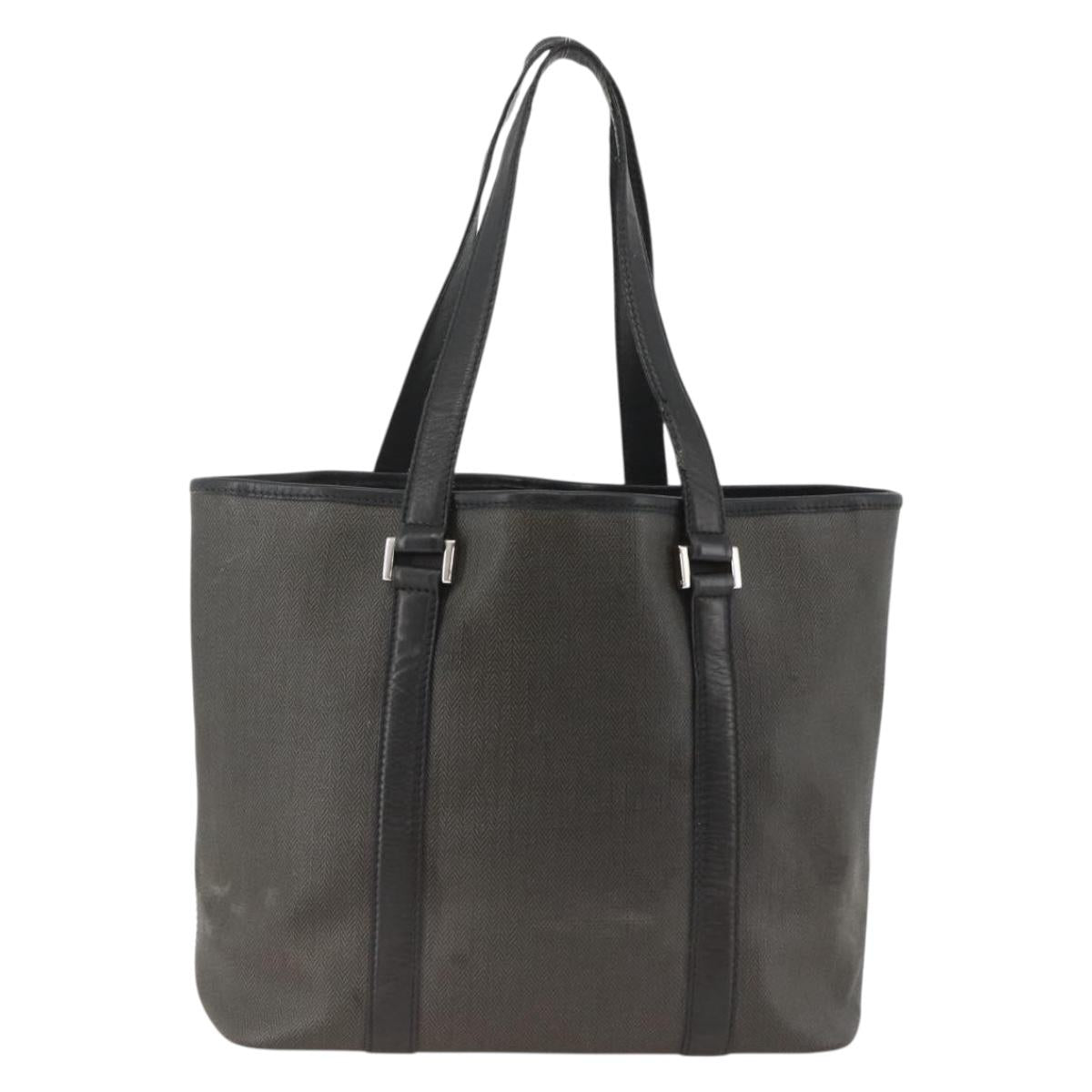 BVLGARI Tote Bag PVC Black Silver Auth bs33712