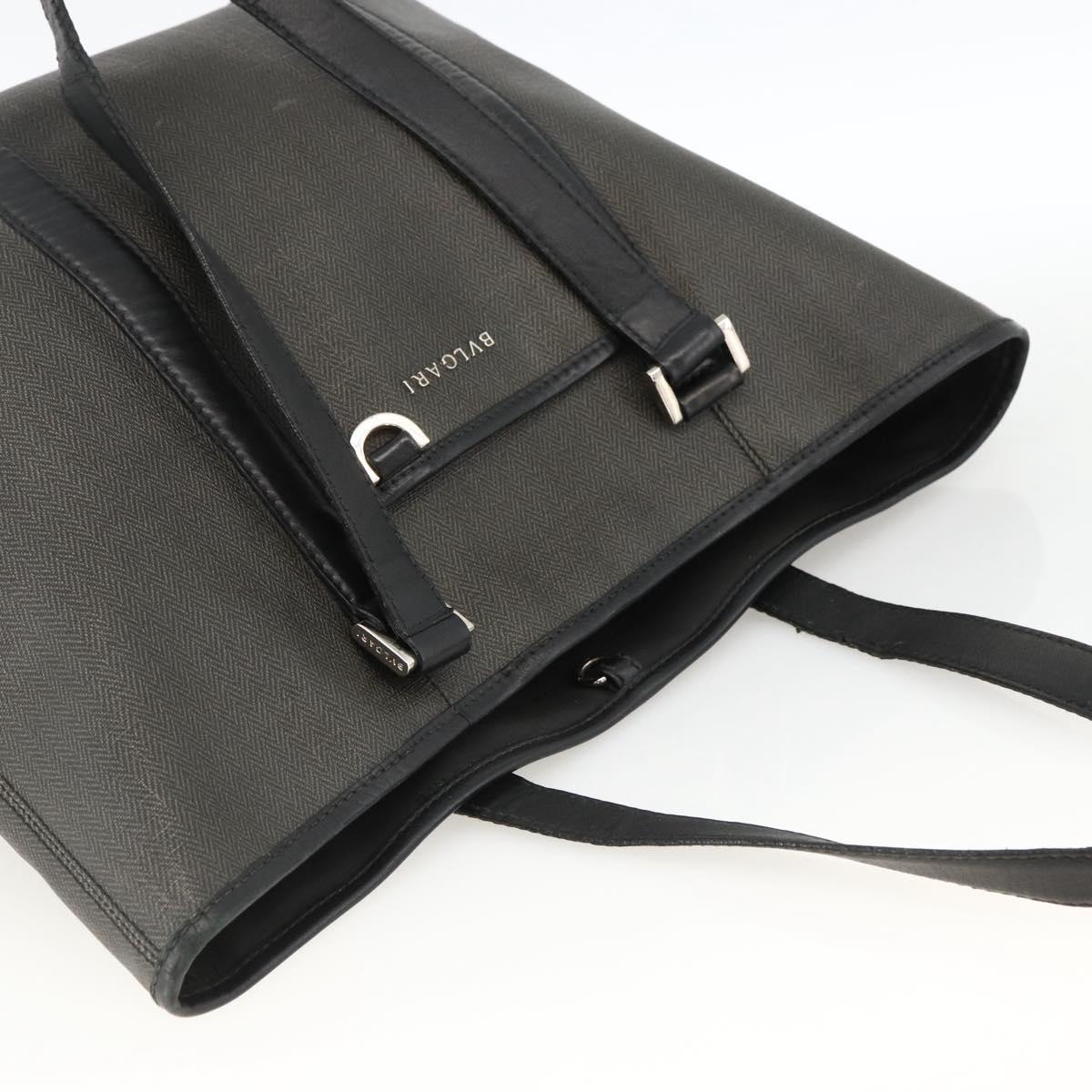 BVLGARI Tote Bag PVC Black Silver Auth bs33712