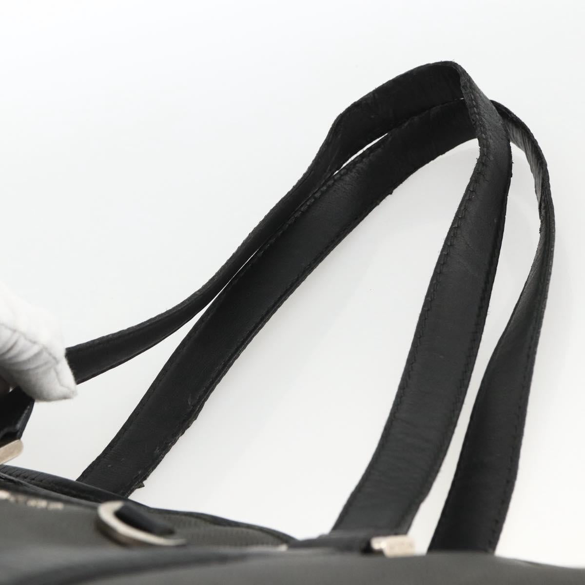 BVLGARI Tote Bag PVC Black Silver Auth bs33712
