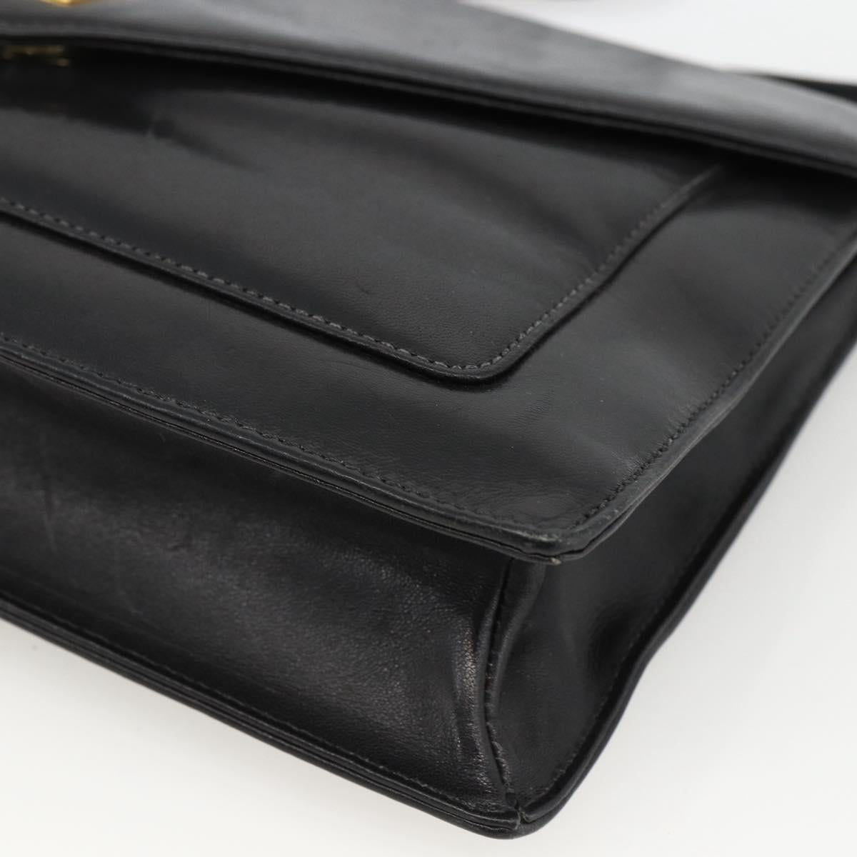 GIVENCHY Shoulder Bag Leather Black Gold Auth bs33713