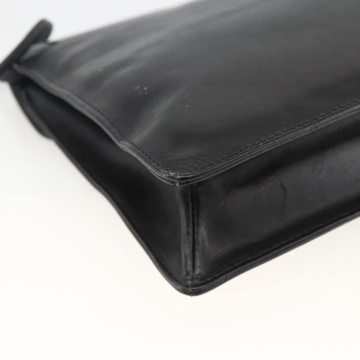 GIVENCHY Shoulder Bag Leather Black Gold Auth bs33713