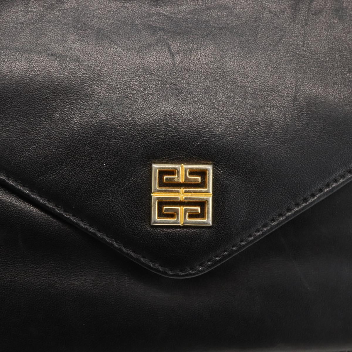 GIVENCHY Shoulder Bag Leather Black Gold Auth bs33713