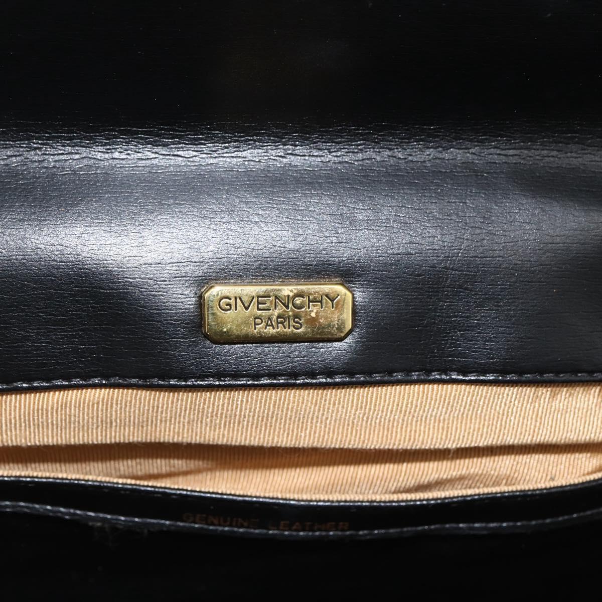 GIVENCHY Shoulder Bag Leather Black Gold Auth bs33713