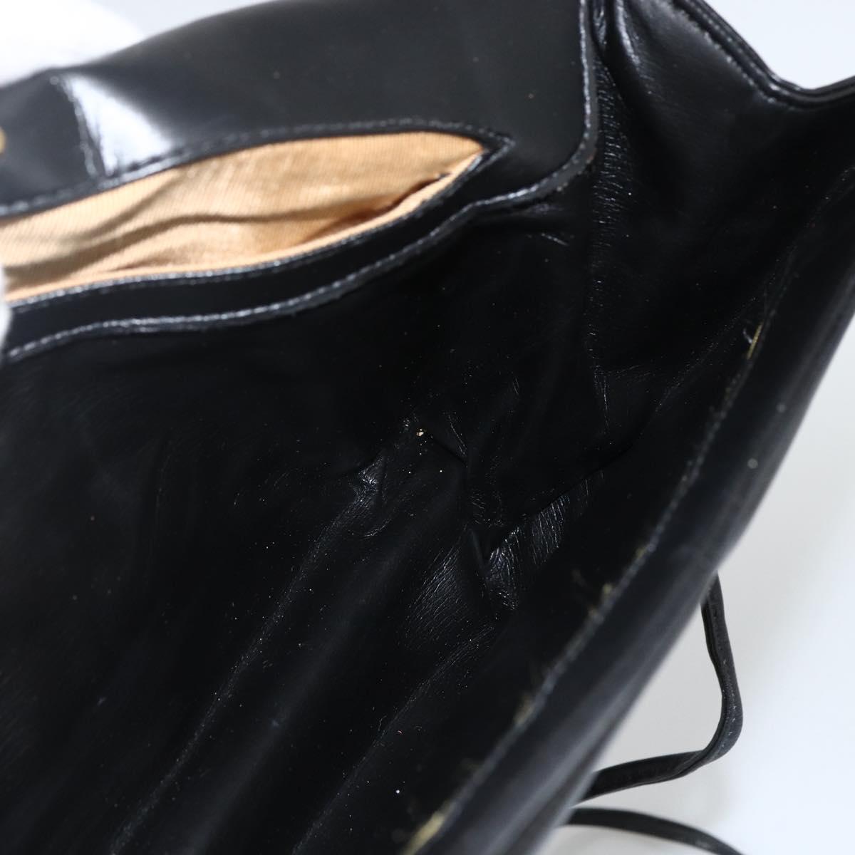 GIVENCHY Shoulder Bag Leather Black Gold Auth bs33713