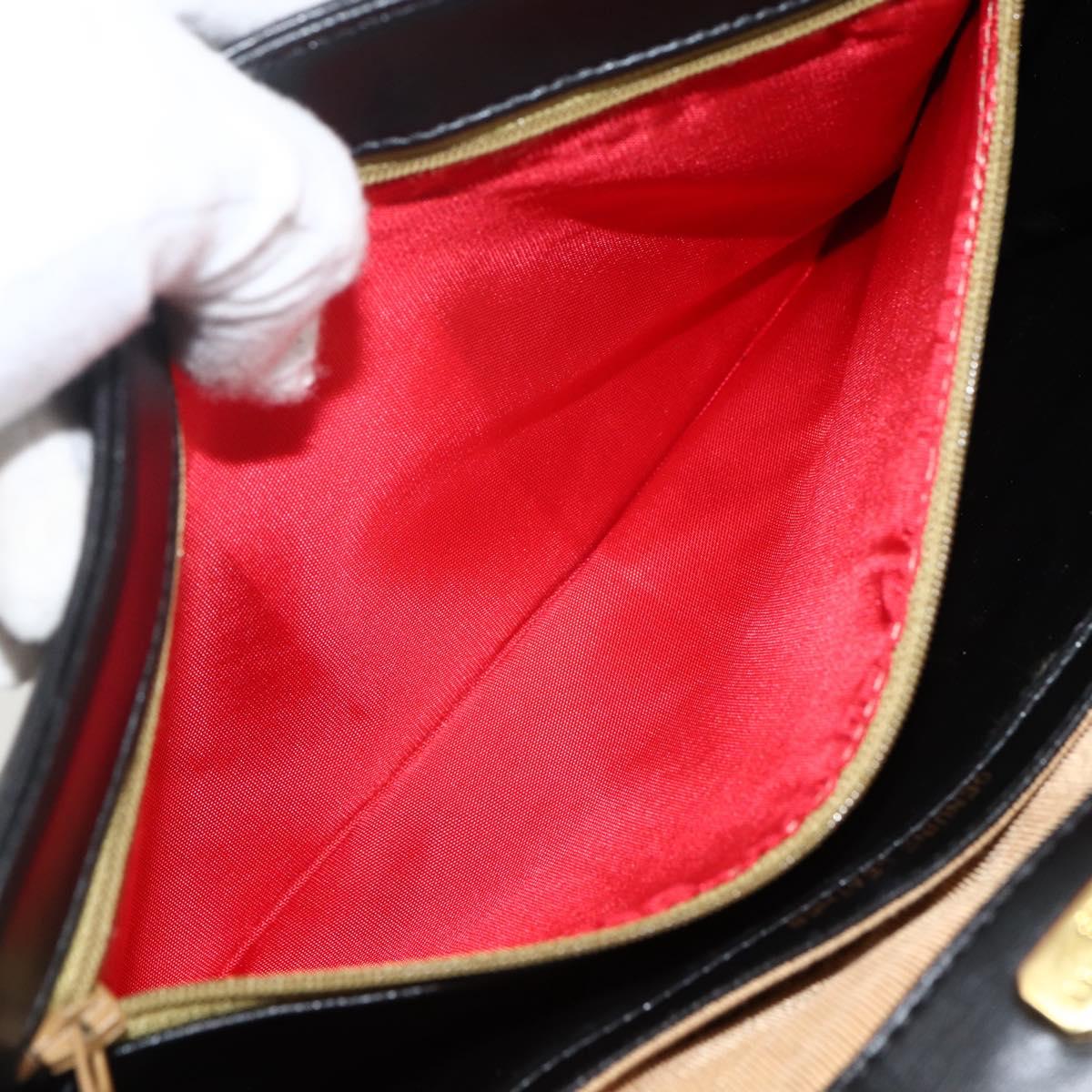 GIVENCHY Shoulder Bag Leather Black Gold Auth bs33713