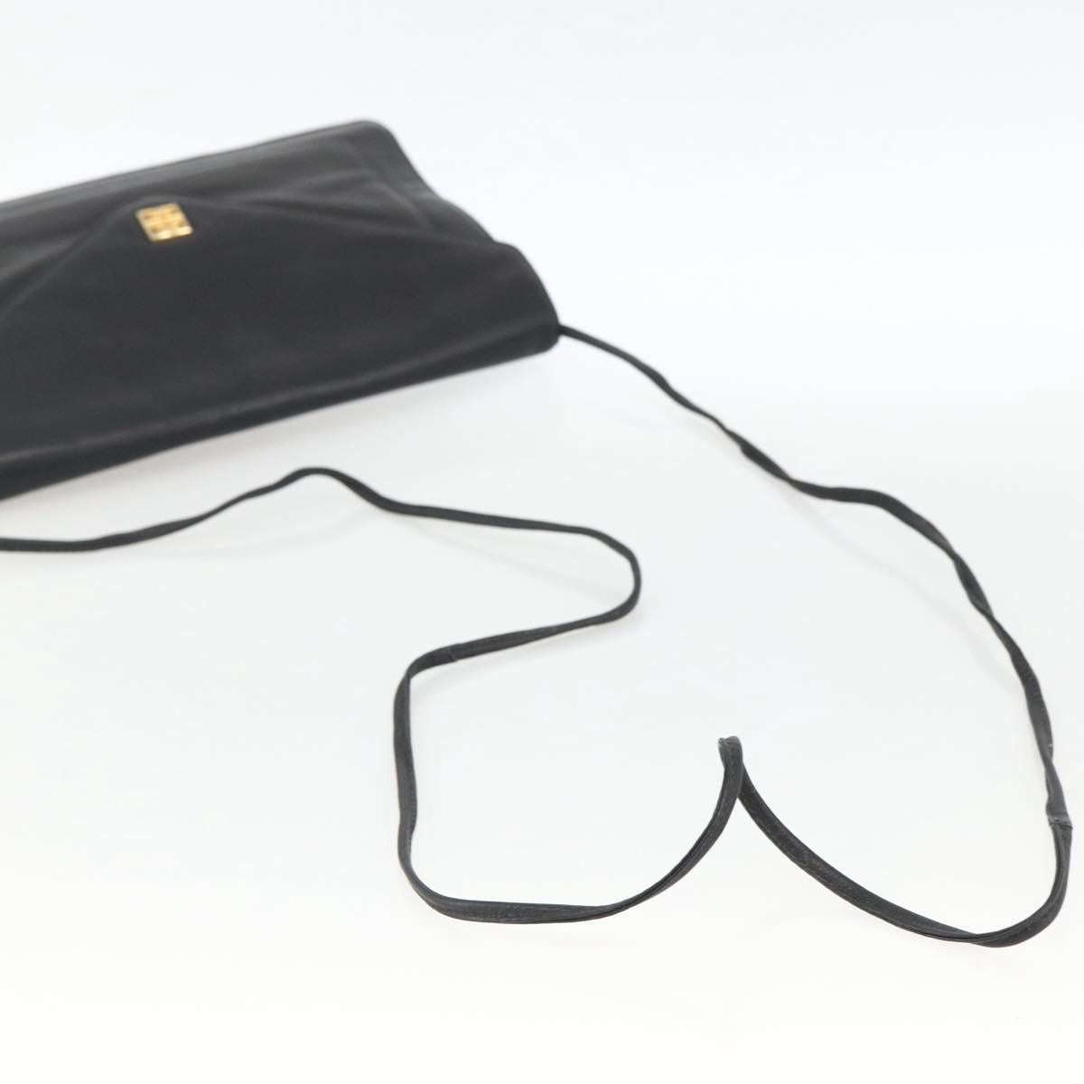 GIVENCHY Shoulder Bag Leather Black Gold Auth bs33713