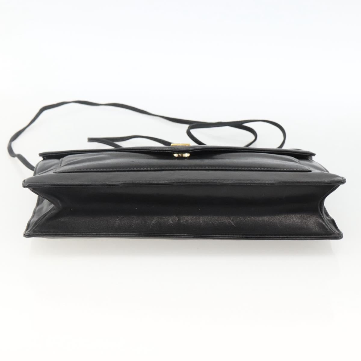 GIVENCHY Shoulder Bag Leather Black Gold Auth bs33713