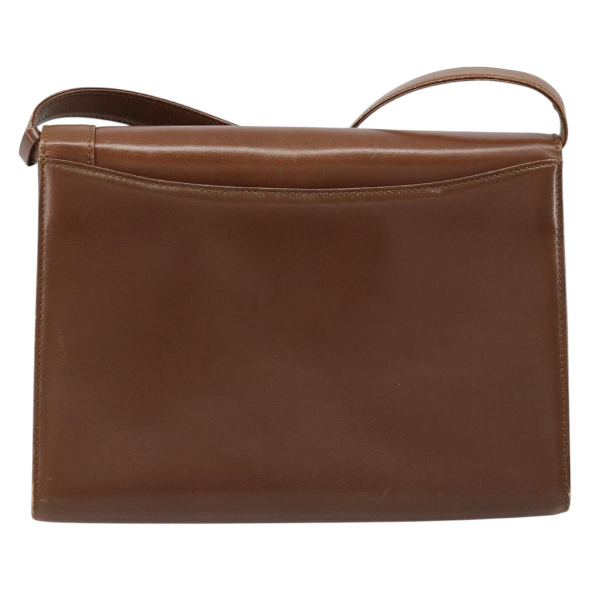 GIVENCHY Shoulder Bag Leather Brown Gold Auth bs33714
