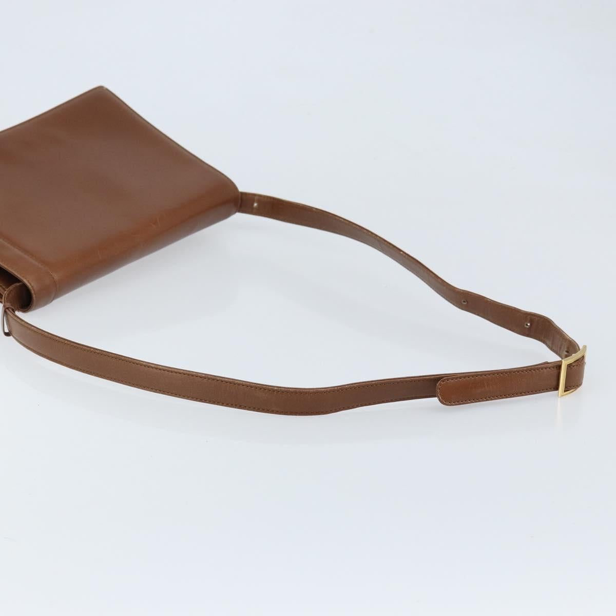 GIVENCHY Shoulder Bag Leather Brown Gold Auth bs33714