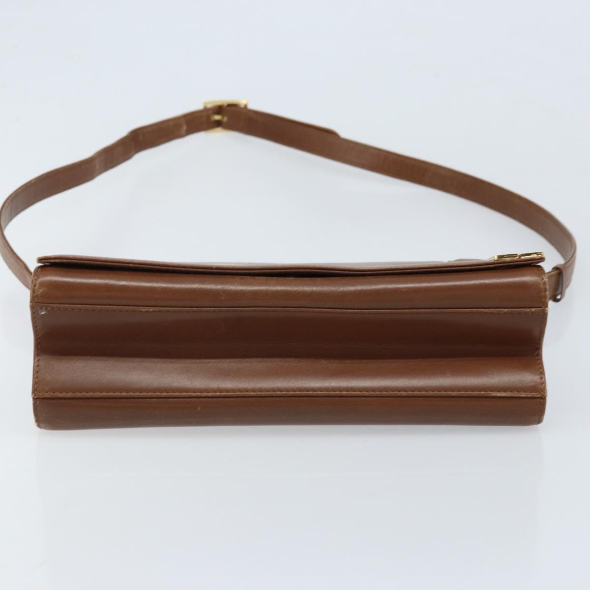 GIVENCHY Shoulder Bag Leather Brown Gold Auth bs33714