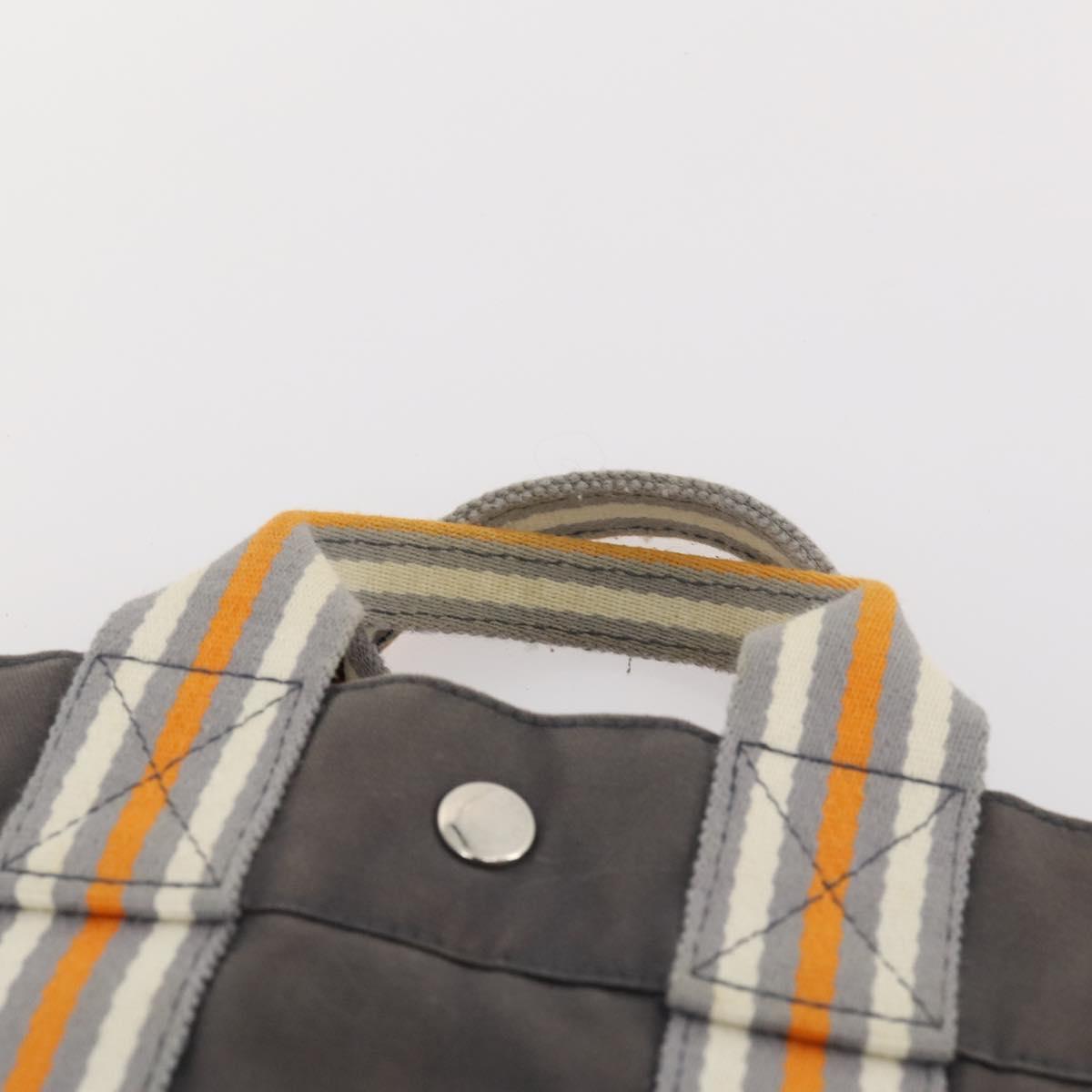 HERMES Fourre Tout Hand Bag Canvas 2 Set Gray Navy Auth bs33715