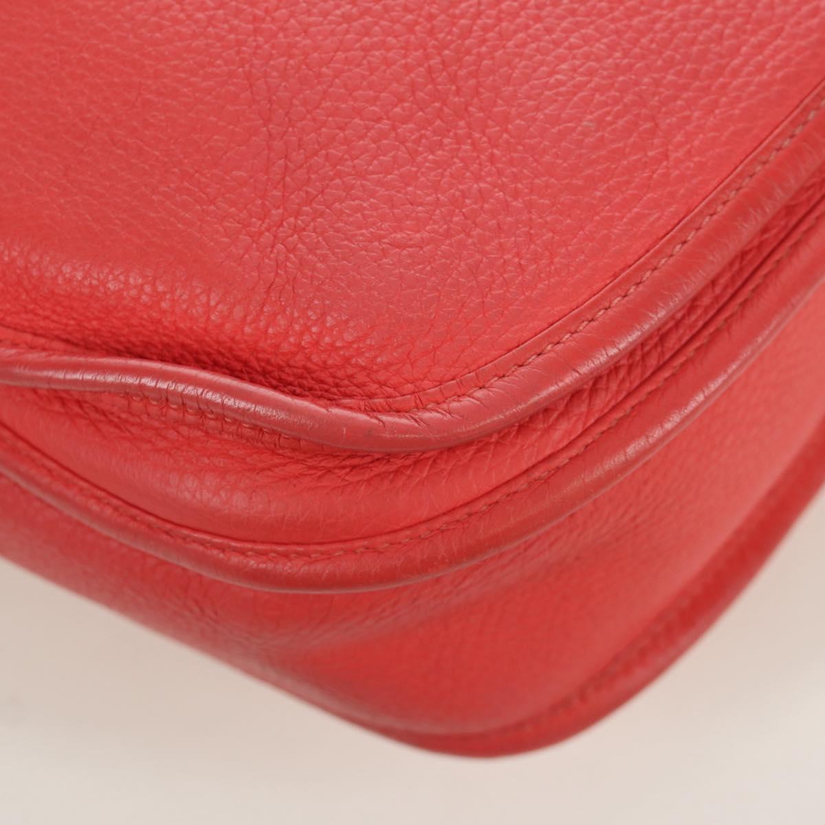 HERMES Evelyn GM Shoulder Bag Leather Pink Silver Auth bs33716V