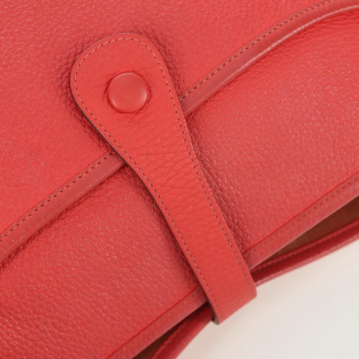 HERMES Evelyn GM Shoulder Bag Leather Pink Silver Auth bs33716V