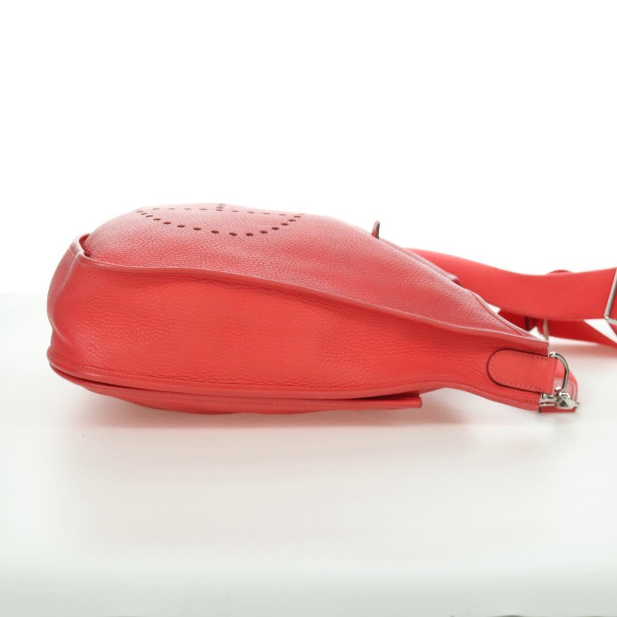 HERMES Evelyn GM Shoulder Bag Leather Pink Silver Auth bs33716V