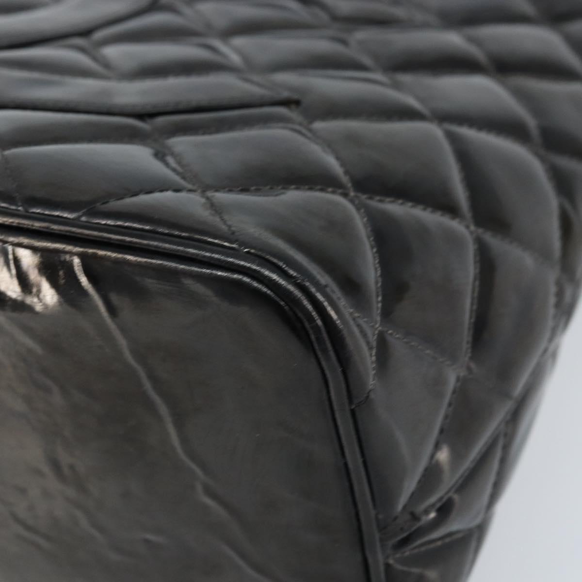 CHANEL Matelasse Reprint Tote Bag Patent leather Black CC Auth bs33721