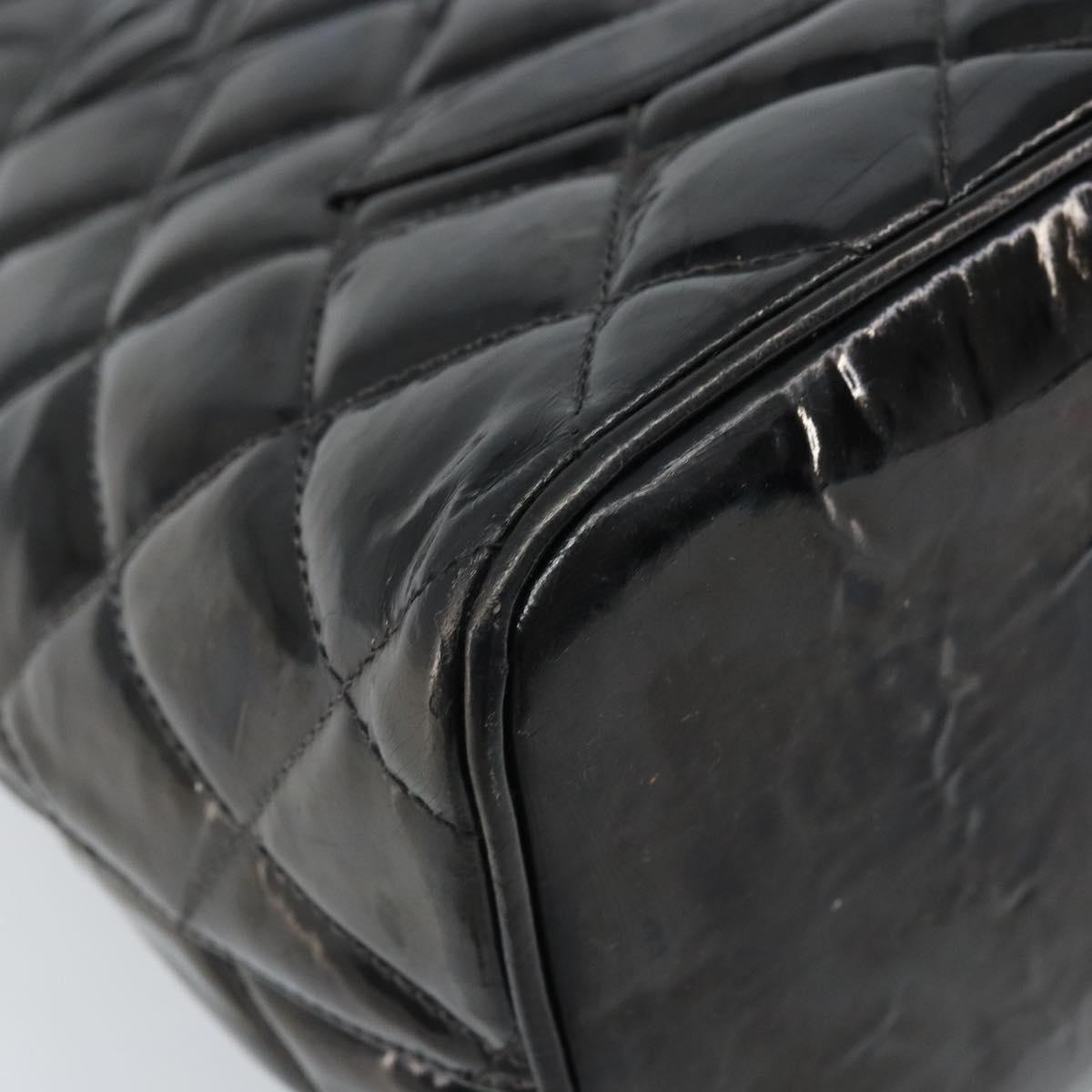 CHANEL Matelasse Reprint Tote Bag Patent leather Black CC Auth bs33721