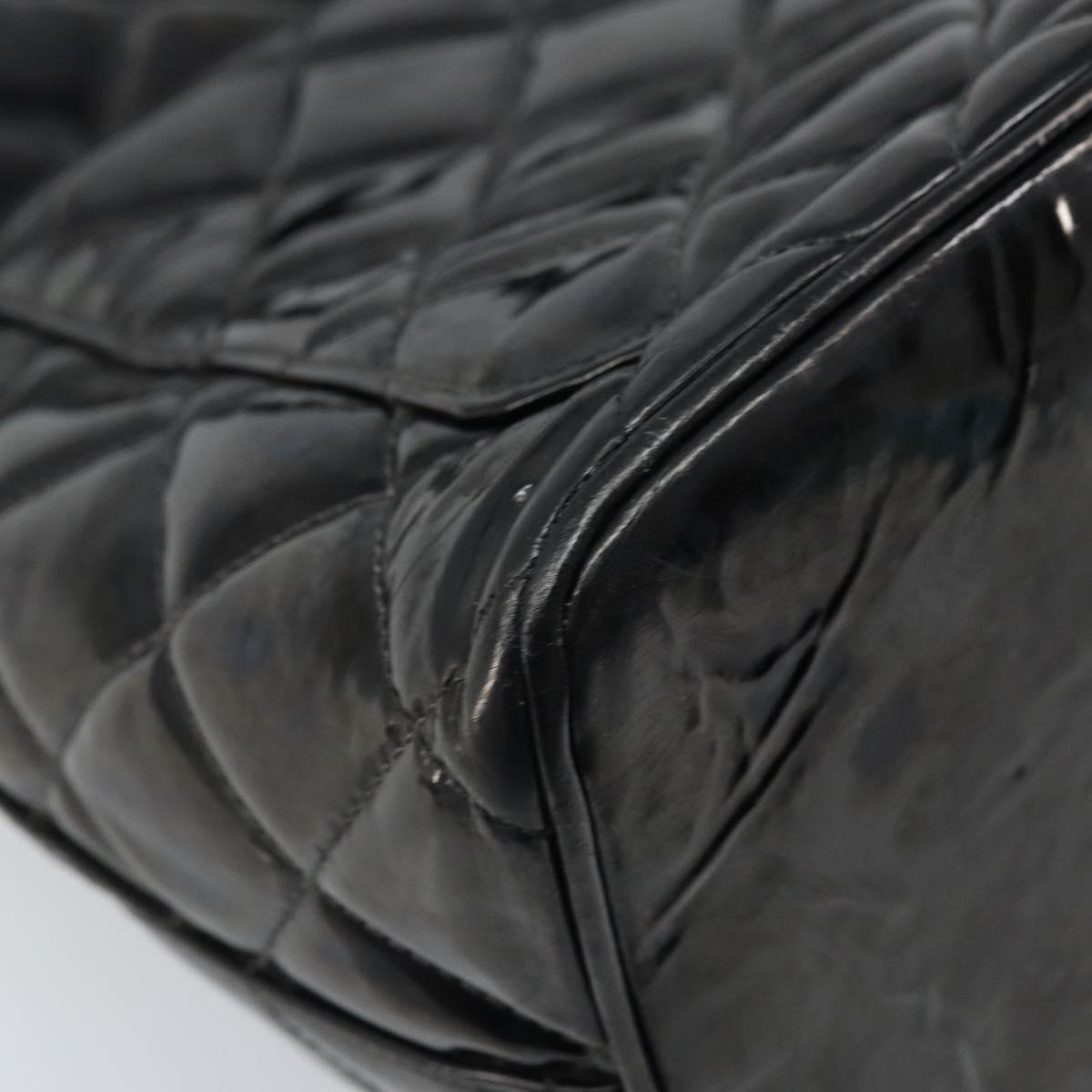 CHANEL Matelasse Reprint Tote Bag Patent leather Black CC Auth bs33721