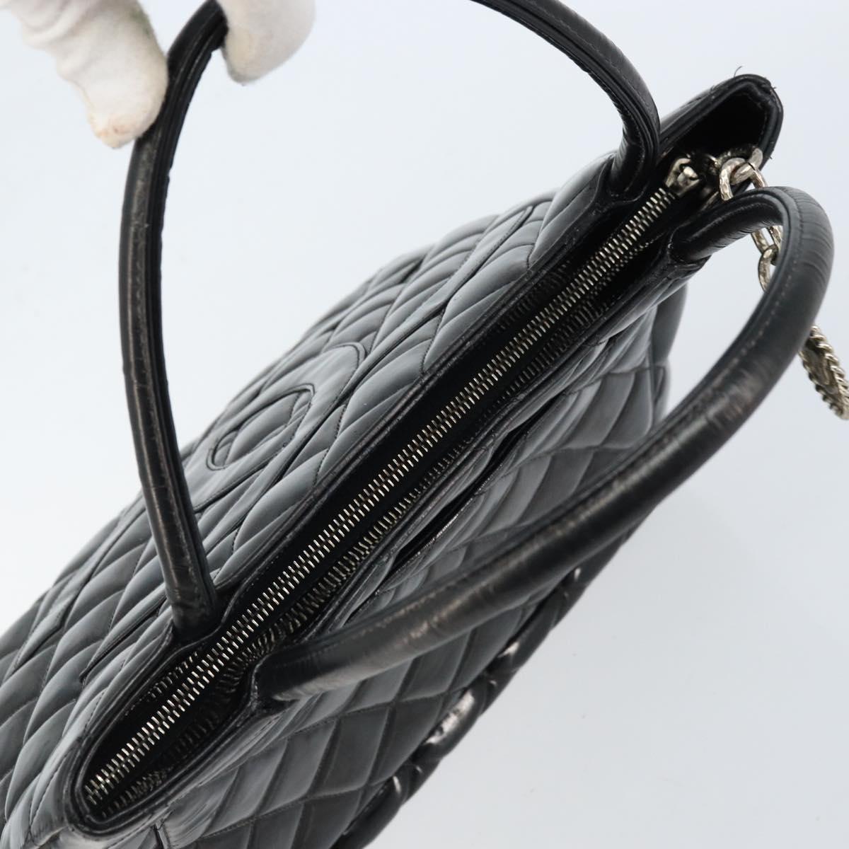 CHANEL Matelasse Reprint Tote Bag Patent leather Black CC Auth bs33721
