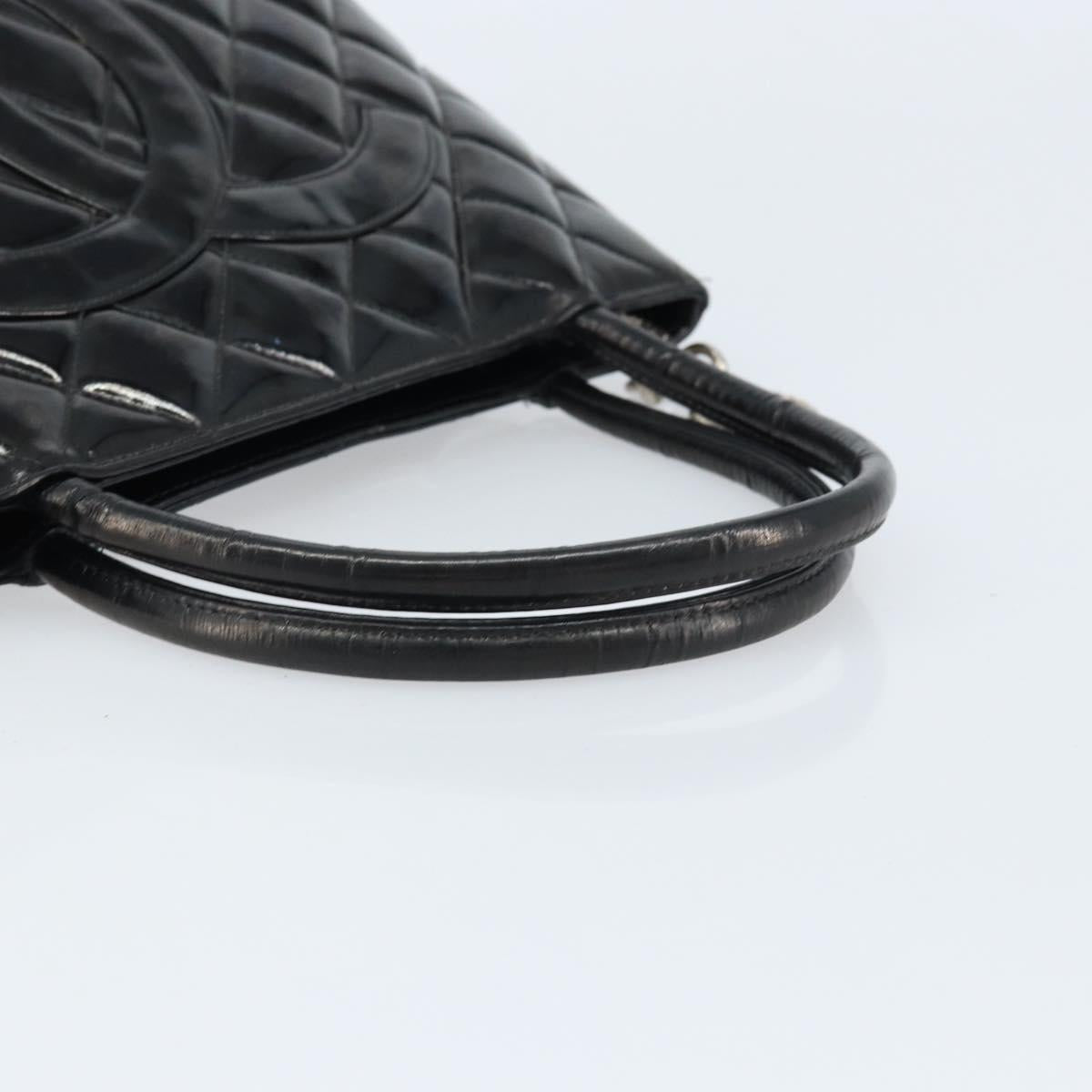 CHANEL Matelasse Reprint Tote Bag Patent leather Black CC Auth bs33721