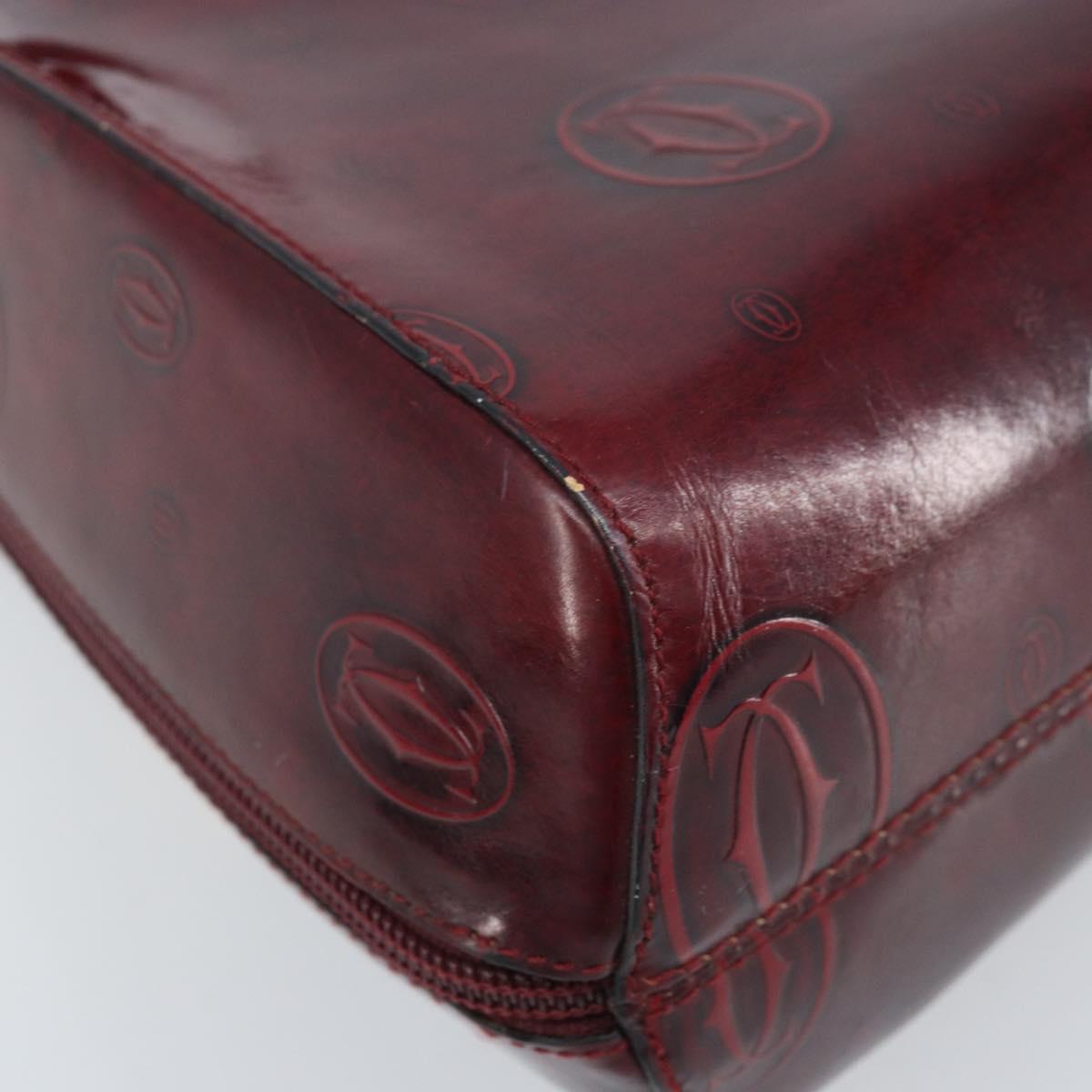 CARTIER Backpack Patent leather Red Gold Auth bs33722