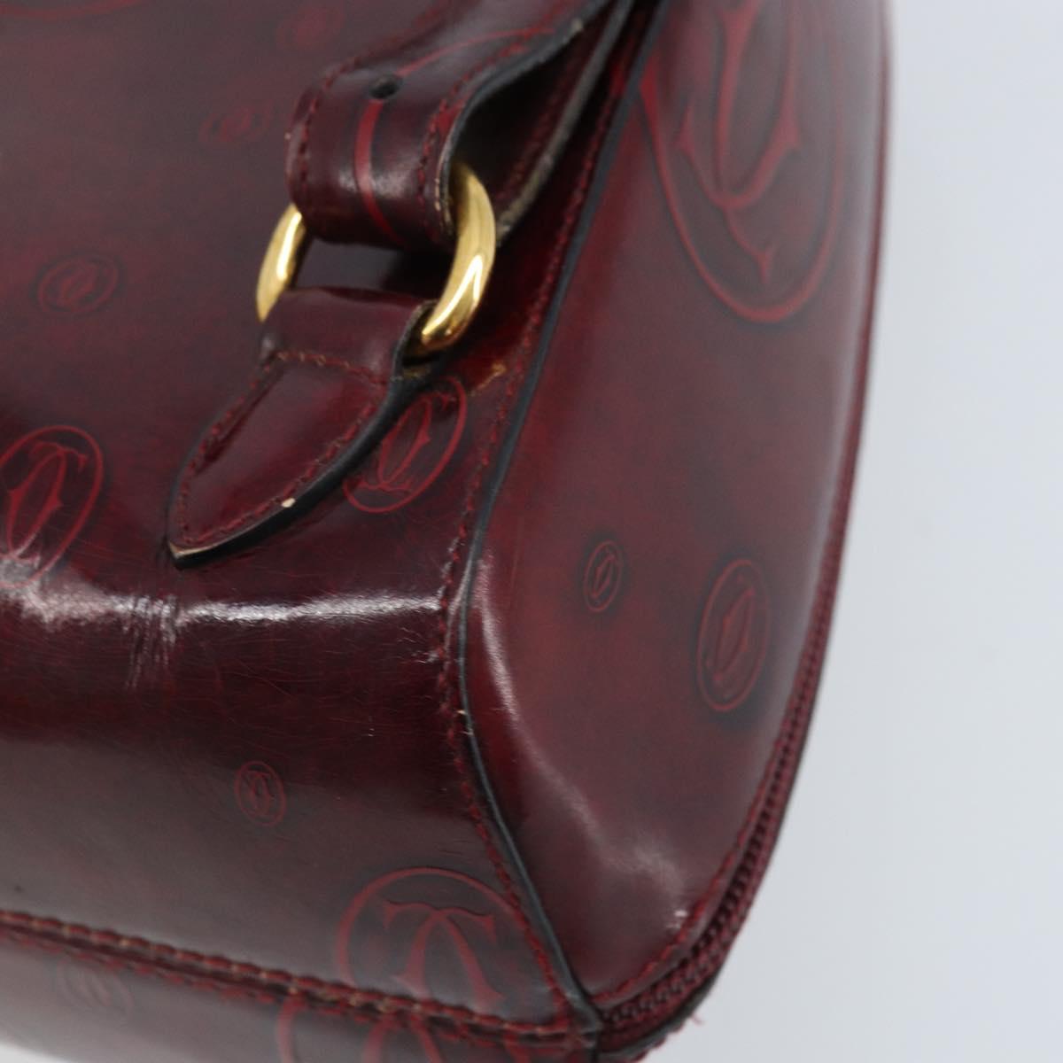 CARTIER Backpack Patent leather Red Gold Auth bs33722
