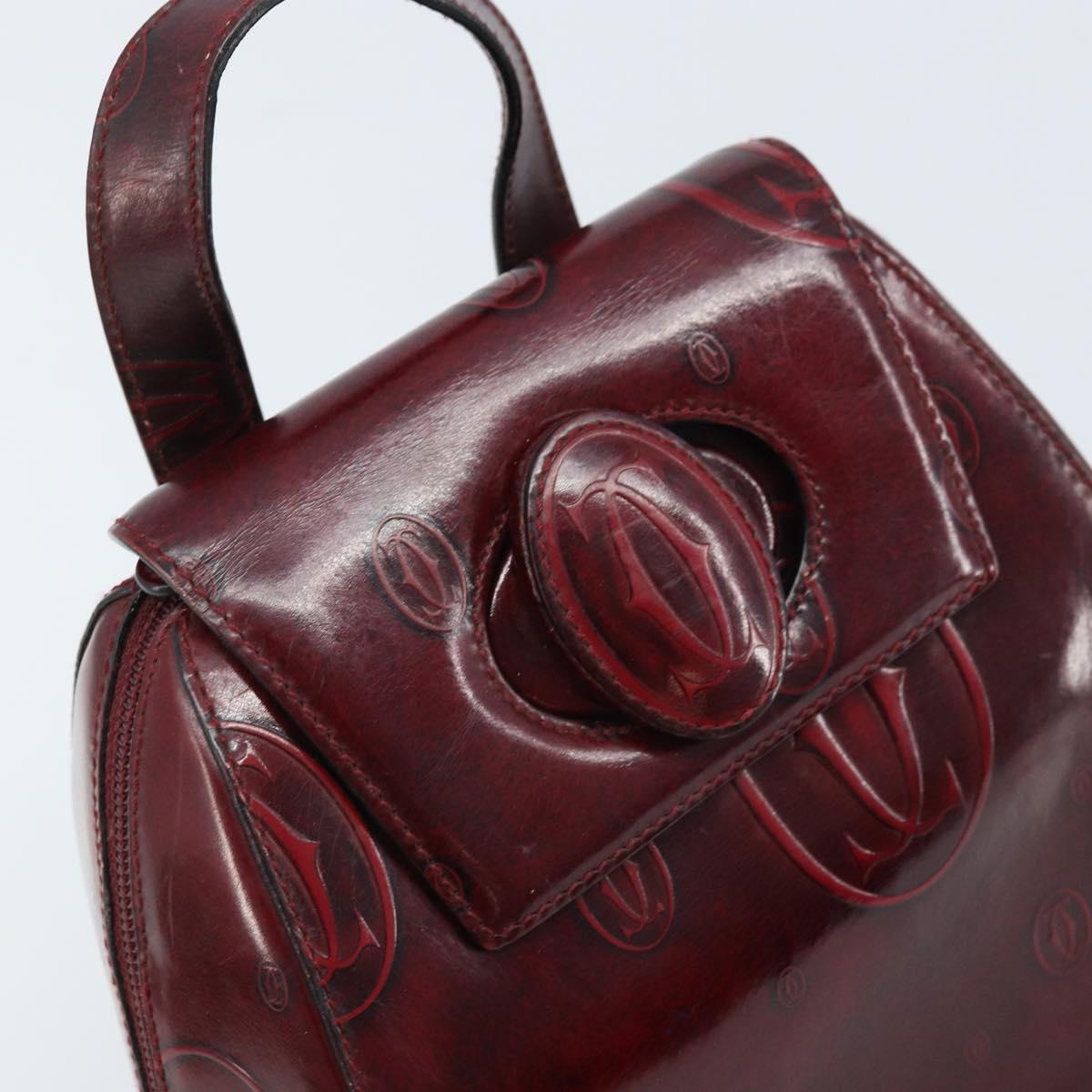 CARTIER Backpack Patent leather Red Gold Auth bs33722