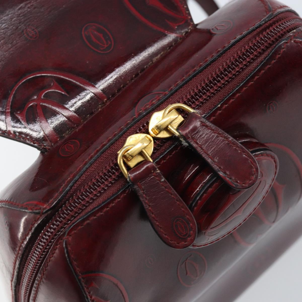 CARTIER Backpack Patent leather Red Gold Auth bs33722