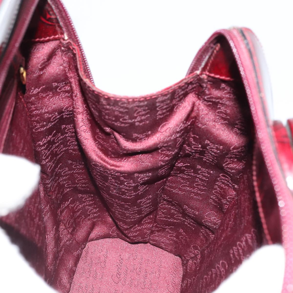 CARTIER Backpack Patent leather Red Gold Auth bs33722