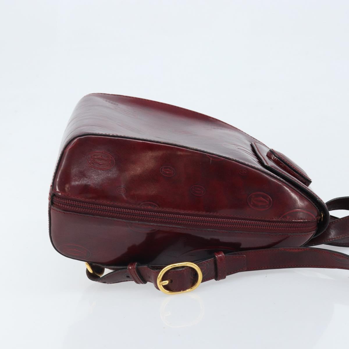 CARTIER Backpack Patent leather Red Gold Auth bs33722