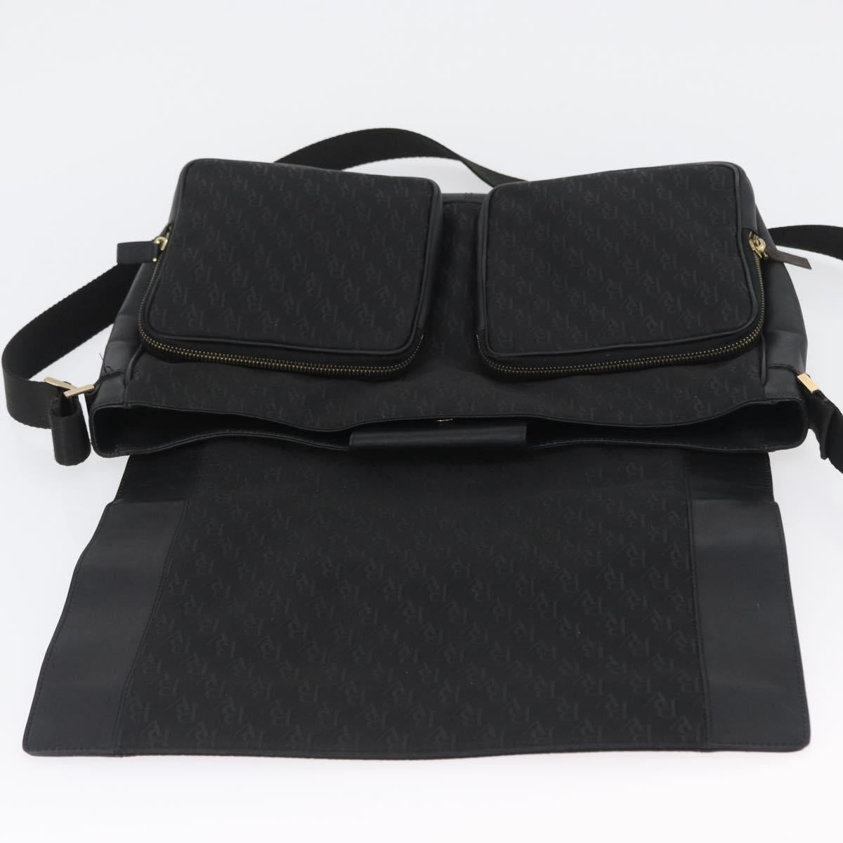 BOTTEGA VENETA Shoulder Bag Canvas Black Gold Auth bs33726